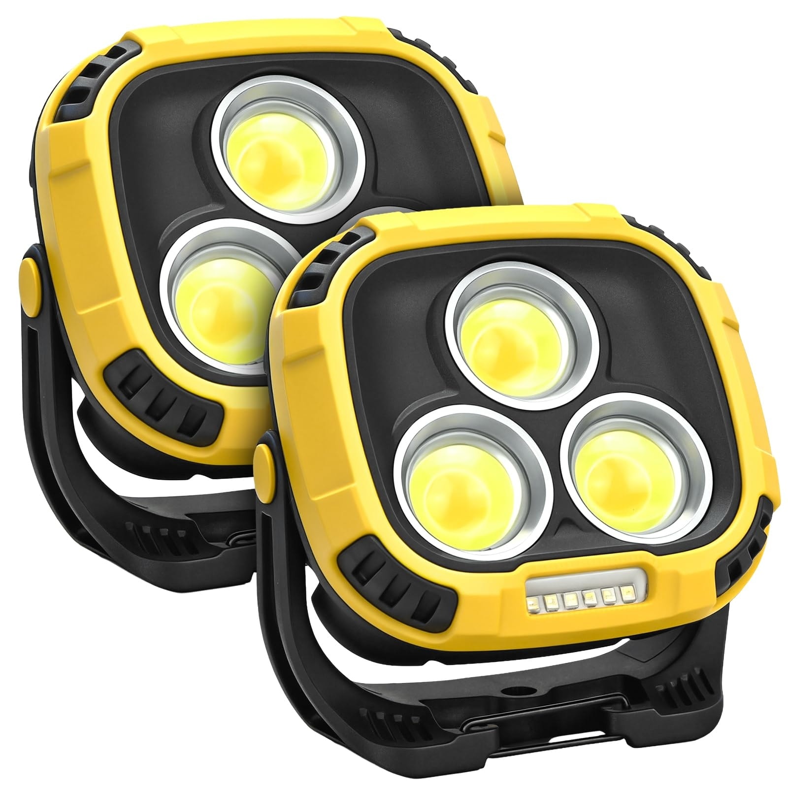 AOIZGMY 2 Pack Rechargeable 4000 Lumen Magnetic LED Work Light with Hook IP65 Waterproof 4 Modes 180 Degree Rotation for Car Repair Job Site Emergency