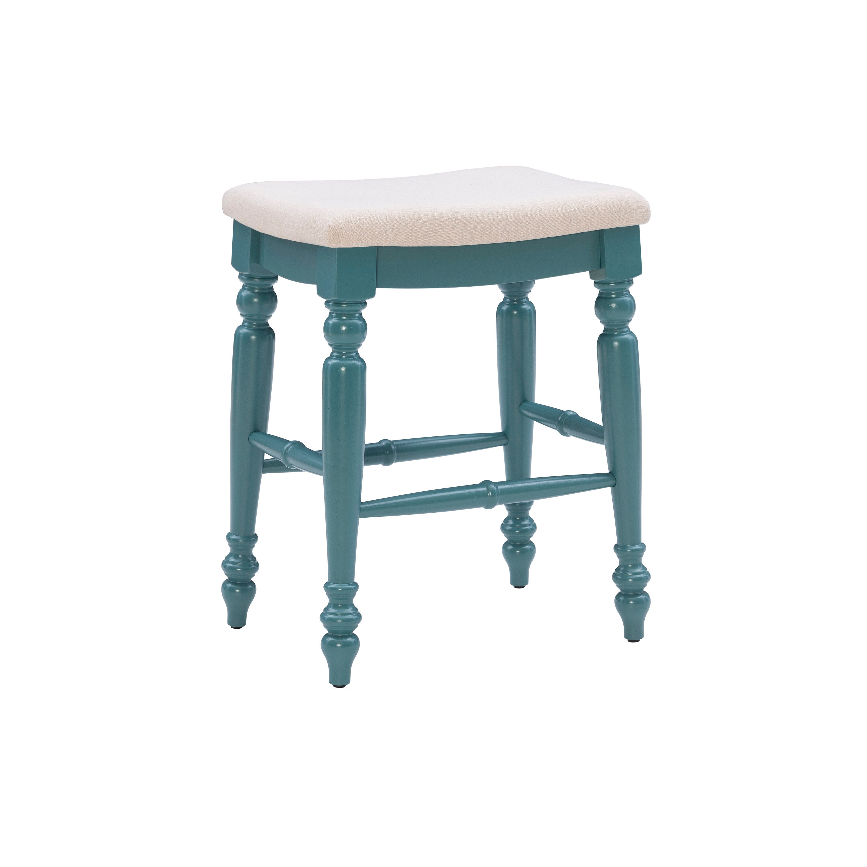 Linon CS201BLUE01U Blue 25.0-in H Counter height Upholstered Wood Bar Stool