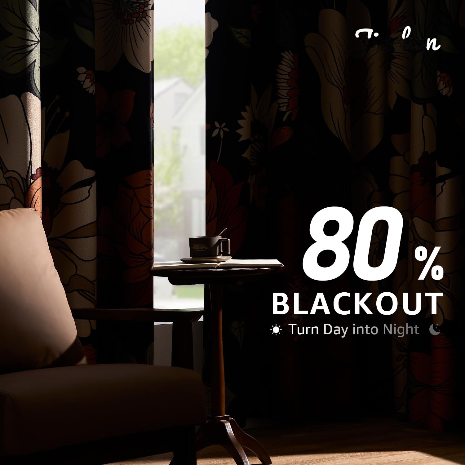 LAIFUCAM Lora Floral Curtains for Bedroom Blackout Drapes for Living ...