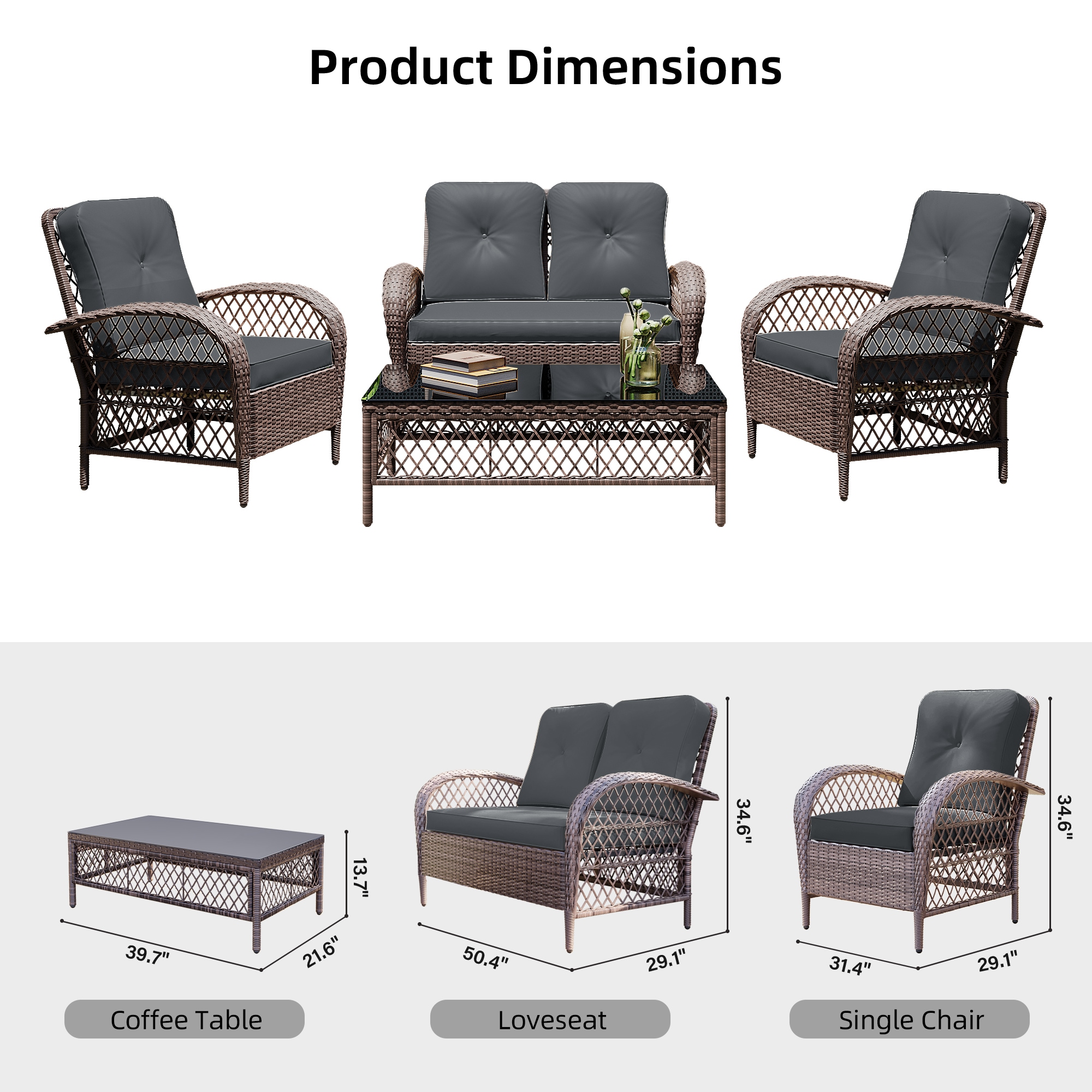 Patio Watcher LH6-B-DGRAY Patio-Conversation-Sets - View #3