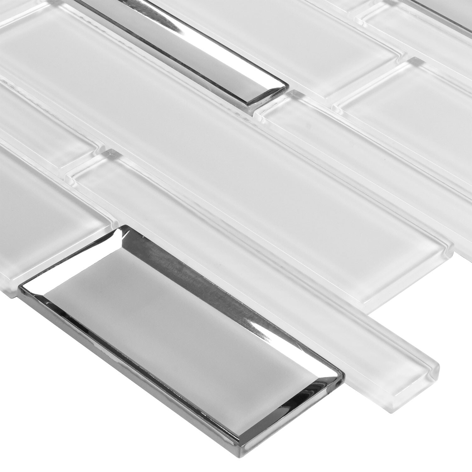 Elida Ceramica Mirror Glass Reflections 12-in x 12-in Glossy Glass Linear Mosaic Wall Tile