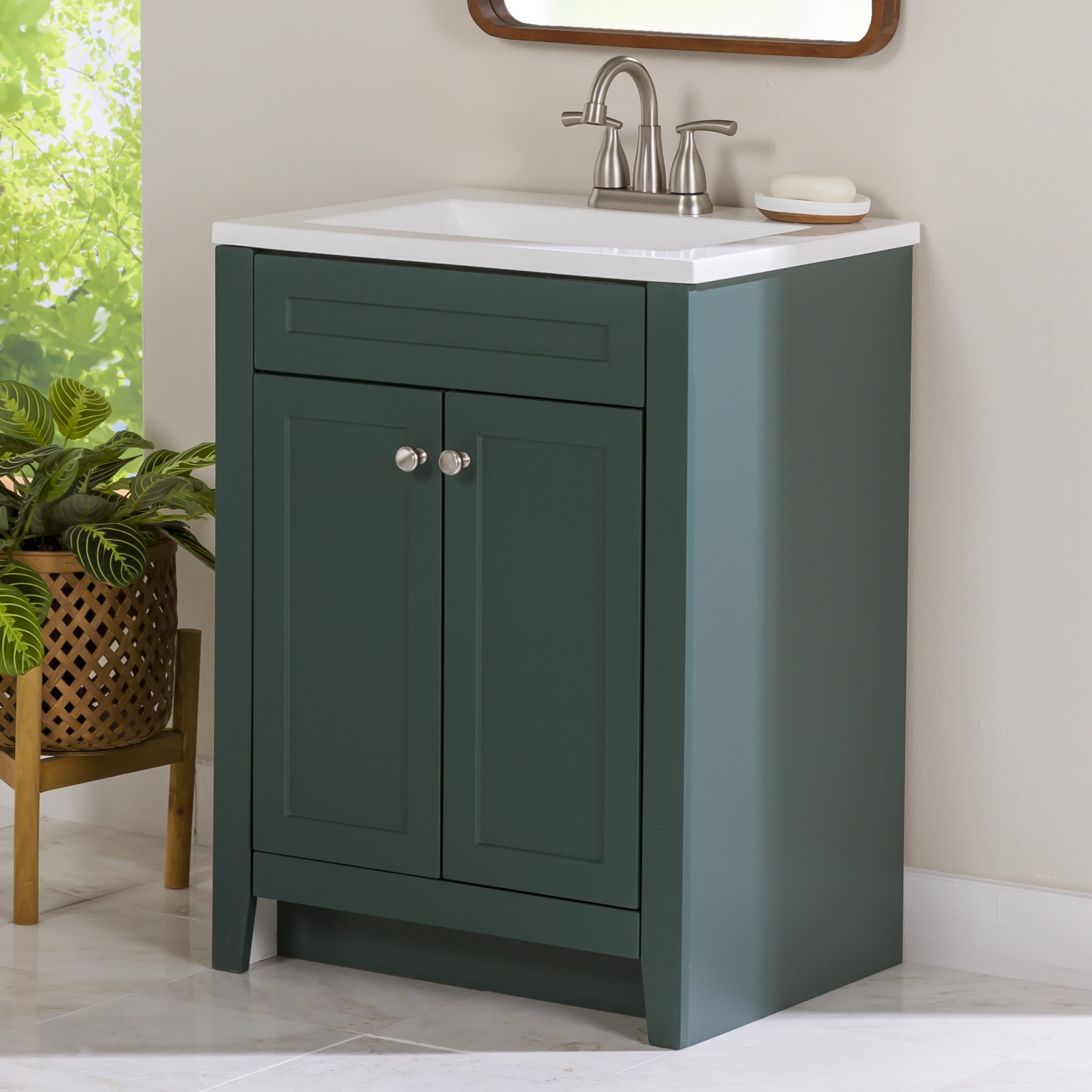 Diamond NOW Roswell 24-in Viridian Green Single Sink Bathroom Vanity ...