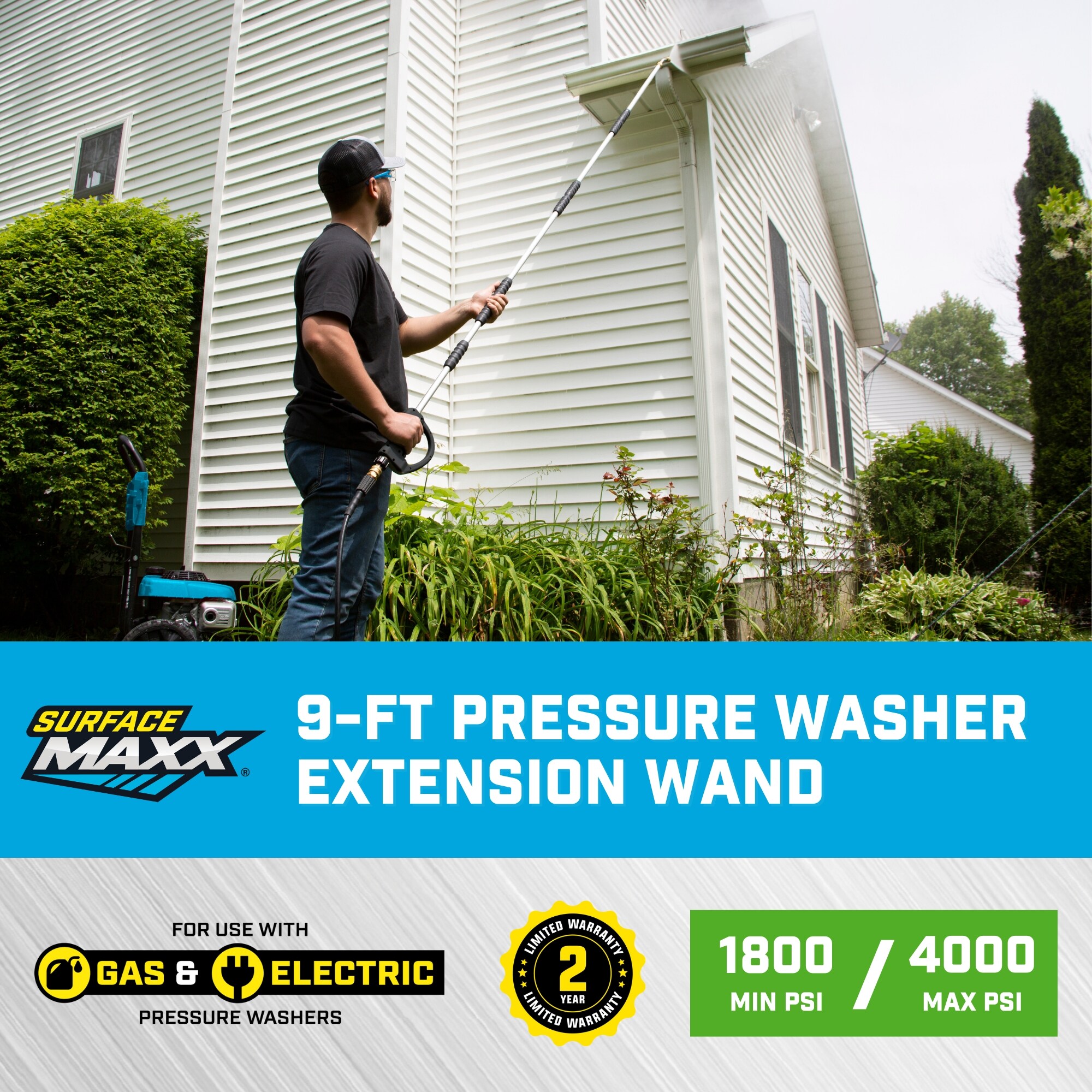 SurfaceMaxx 9-ft 4000 PSI Pressure Washer Extension Wand