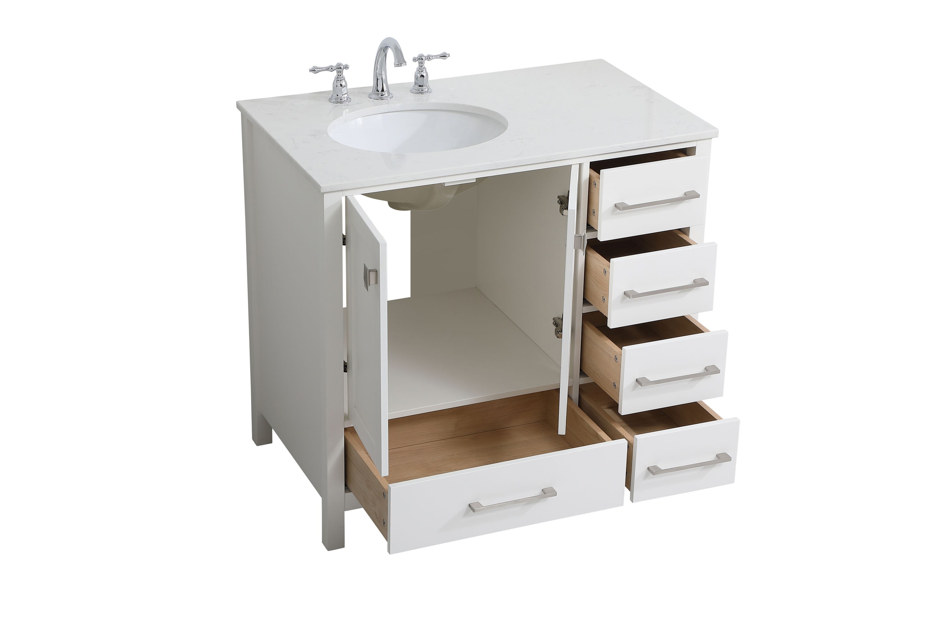 Disar 30'' Bathroom Vanity White Single Sink with Calacatta Quartz