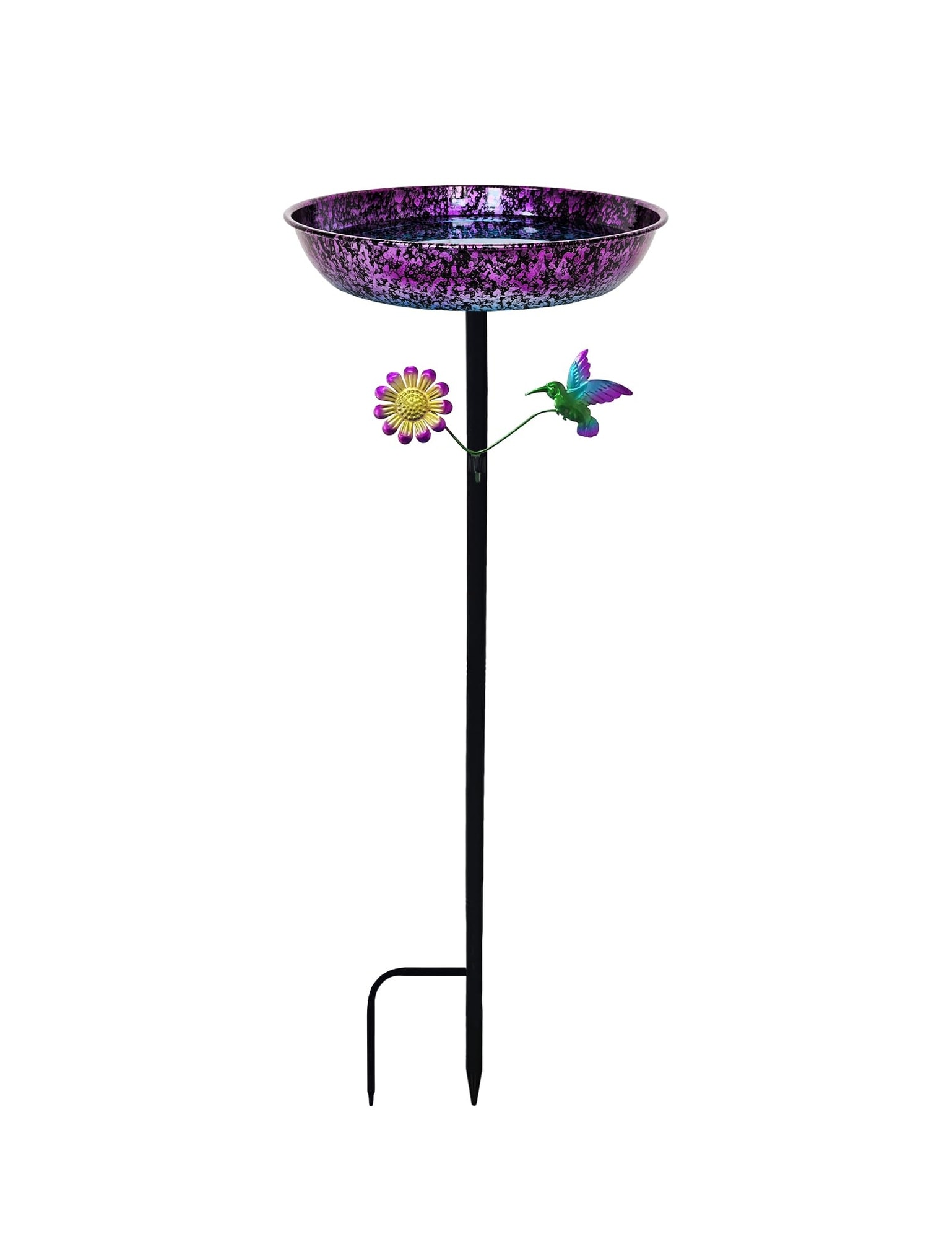 Adrinfly Metal Bird Bath 11 Inch Colorful Purple Blue Bowl with