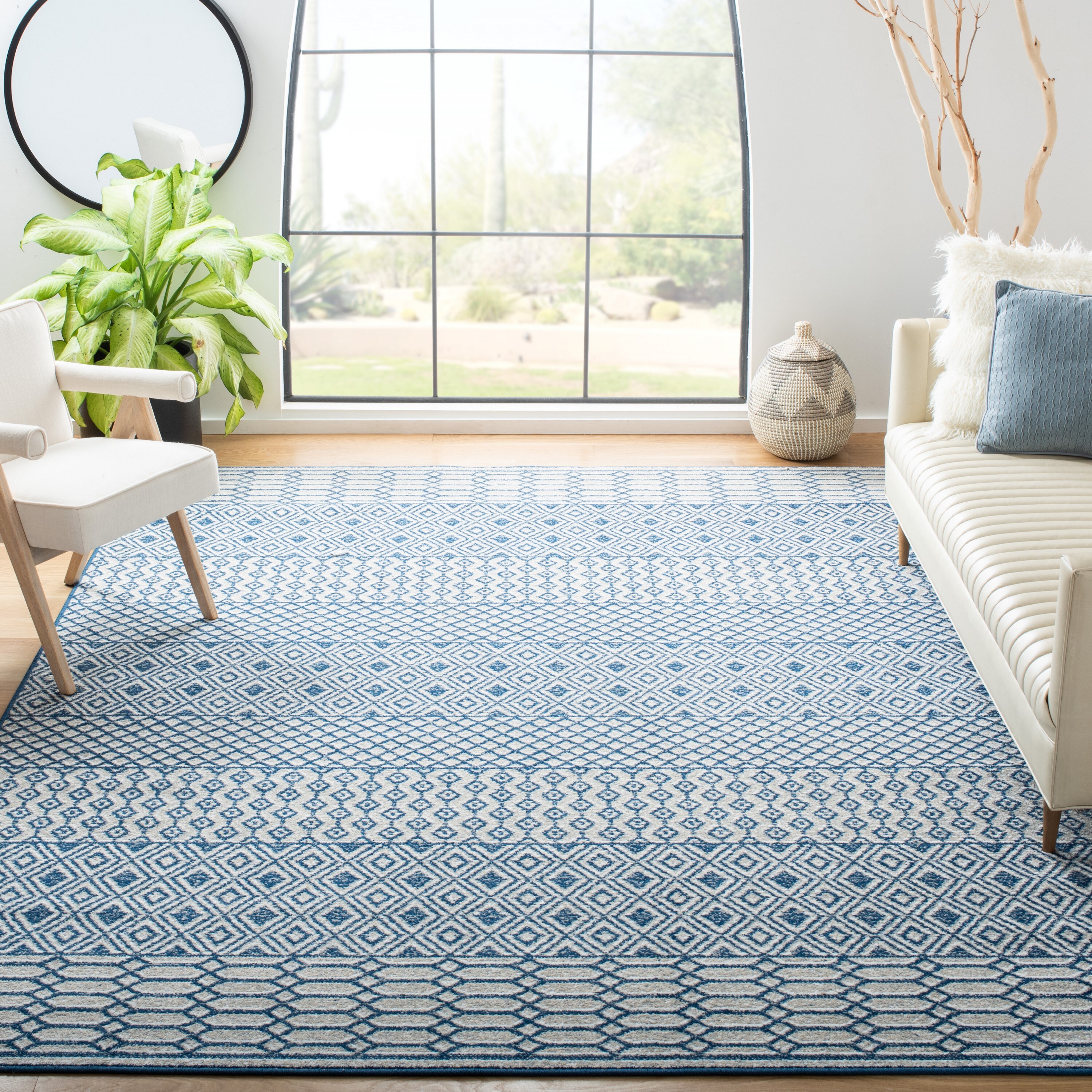 Safavieh BMT132N-9 Belmont Rorie 9 x 12 (ft) Loomed Polypropylene Navy/Gray Rectangular Indoor Abstract Farmhouse/Cottage Area rug