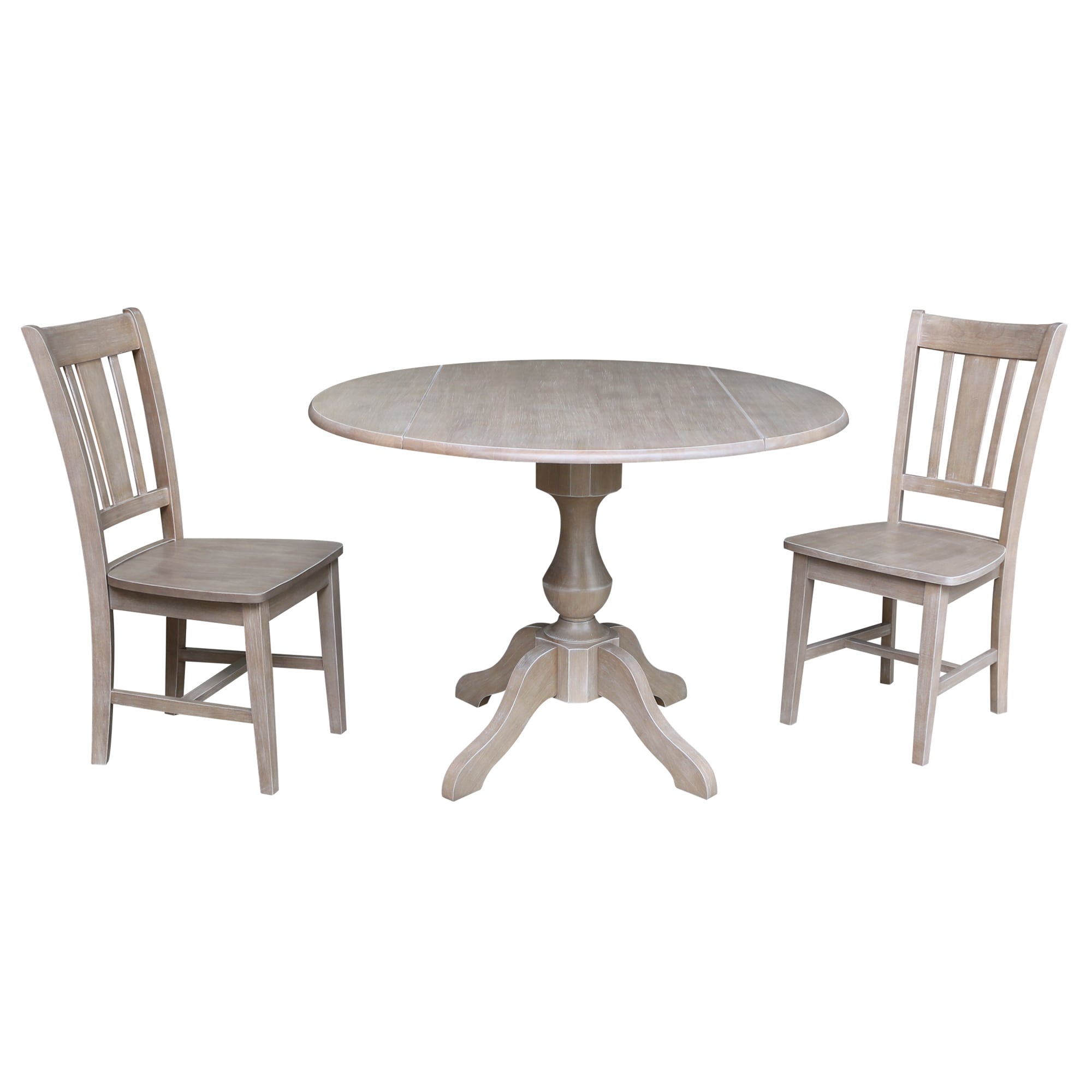 International Concepts K09-42DPT-11B-C10-2 Washed gray taupe Casual Dining Room Set with Round Table ( Seats 4 )