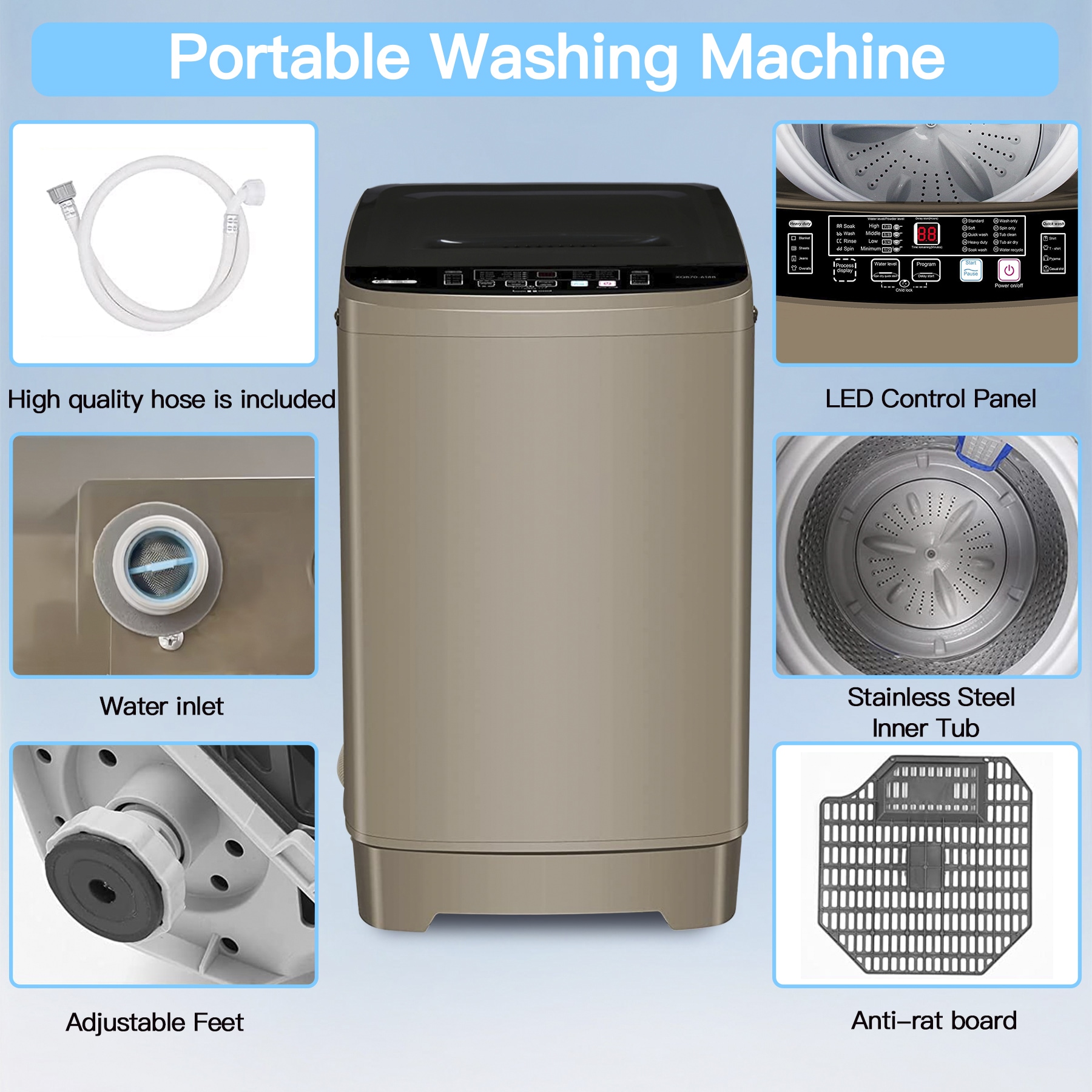 FW1001388AS by Golden - GOLDEN 22.0 LB/10 Kg Portable Washer Top-load -  White