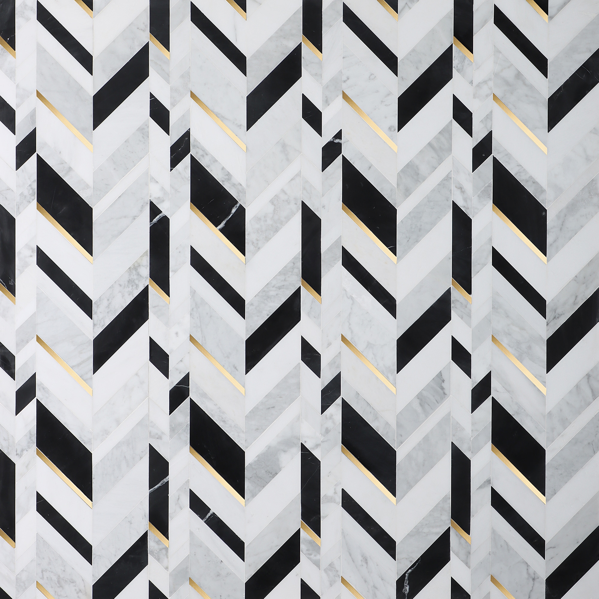 Artmore Tile EXT3RD106774 Xander Nero 12-in x 18-in Polished Natural stone Marble look Chevron Mosaic Wall Tile ( 1.54-sq ft Piece )