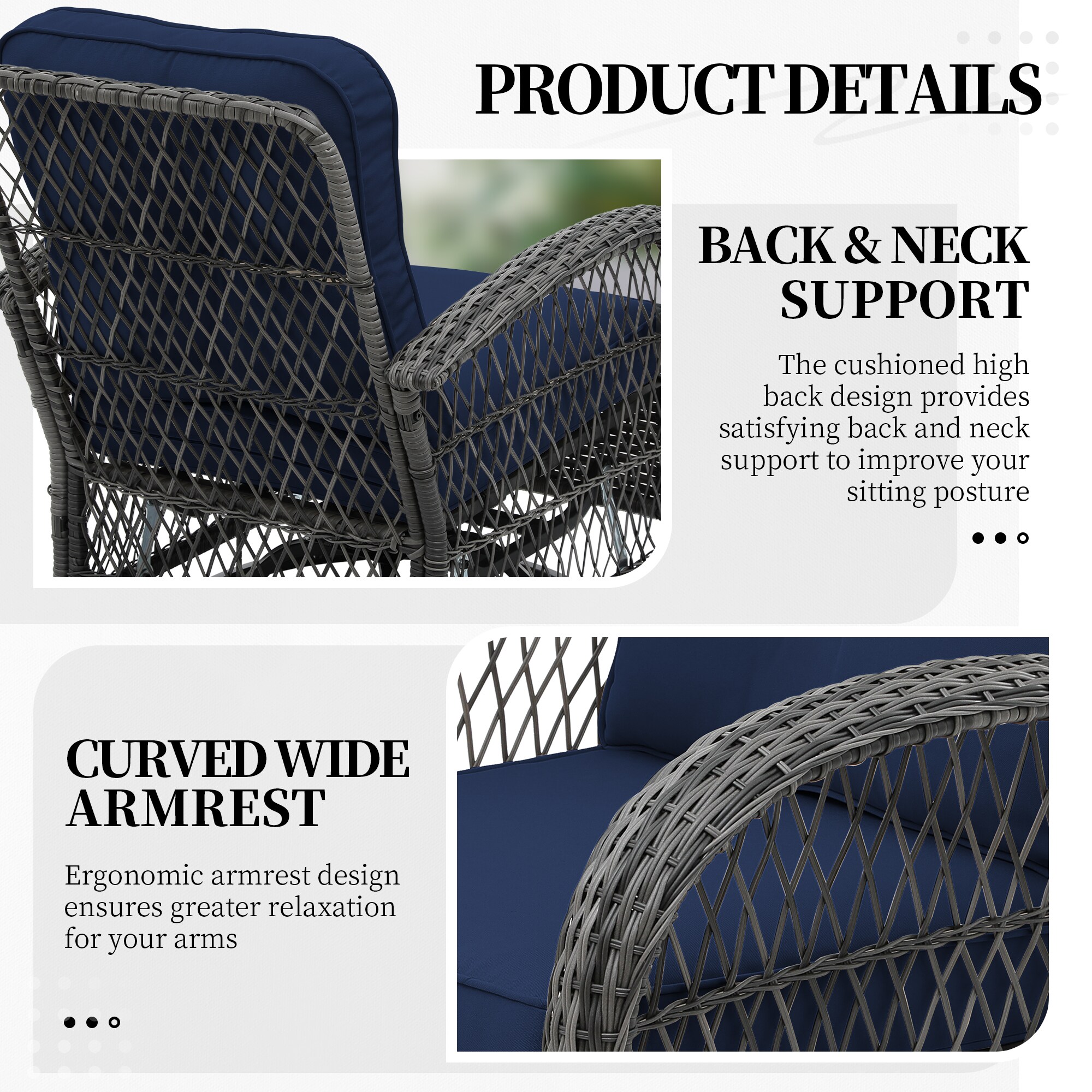 UPHA Y9DK-NAVYBLUE Patio-Chairs - View #4