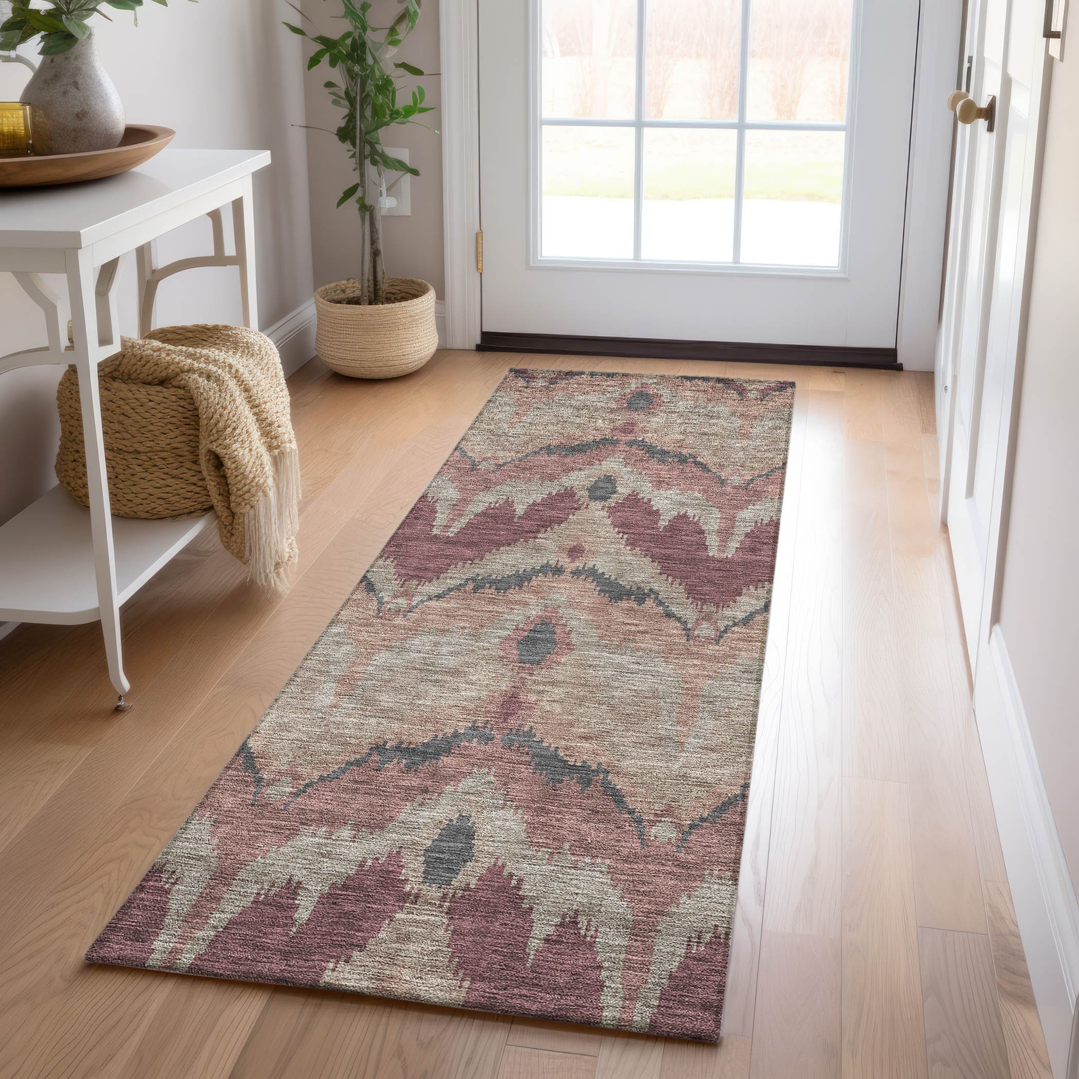 Addison Rugs ACN743BN2X8 Chantille ACN743BN 2 x 7 (ft) Polyester Burgundy Rectangular Indoor/Outdoor Geometric Machine washable Area rug