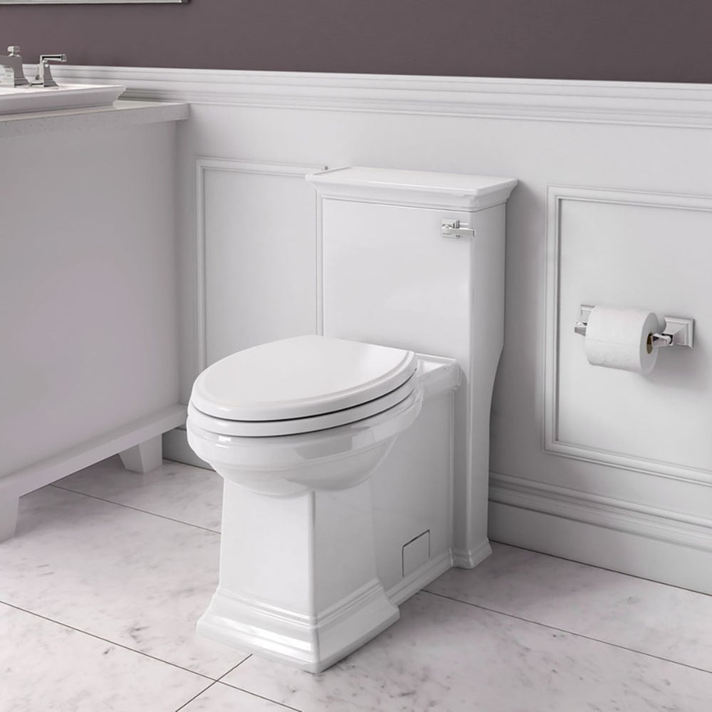 American Standard 2851A105.020 Town Square S White Elongated Chair height Soft Close 1-piece Toilet 12-in Rough-In WaterSense 1.28 GPF