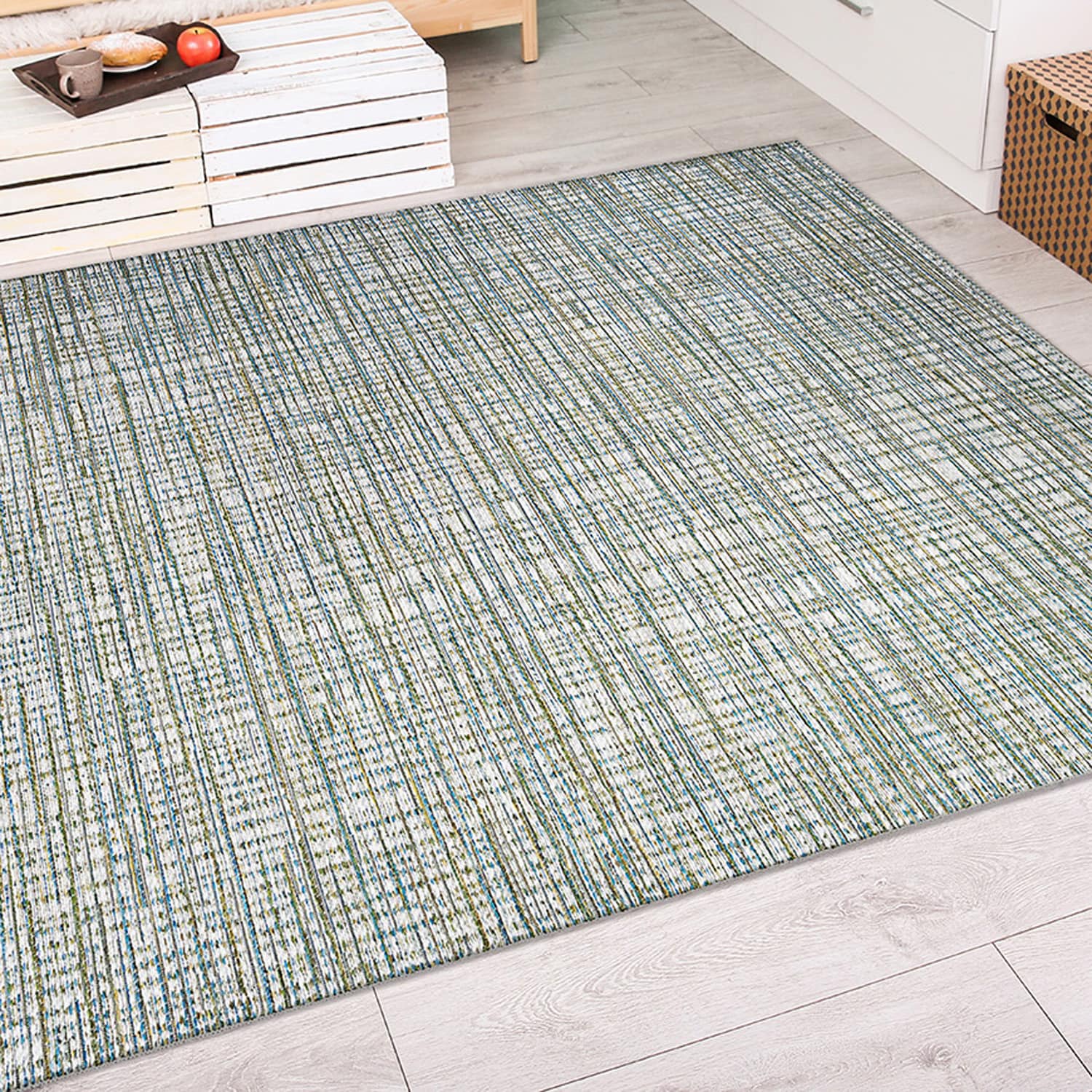 Couristan 14050014023710U Cape 2 x 7 (ft) Loomed Polypropylene Ivory-Hunter Rectangular Indoor/Outdoor Stripe Runner rug