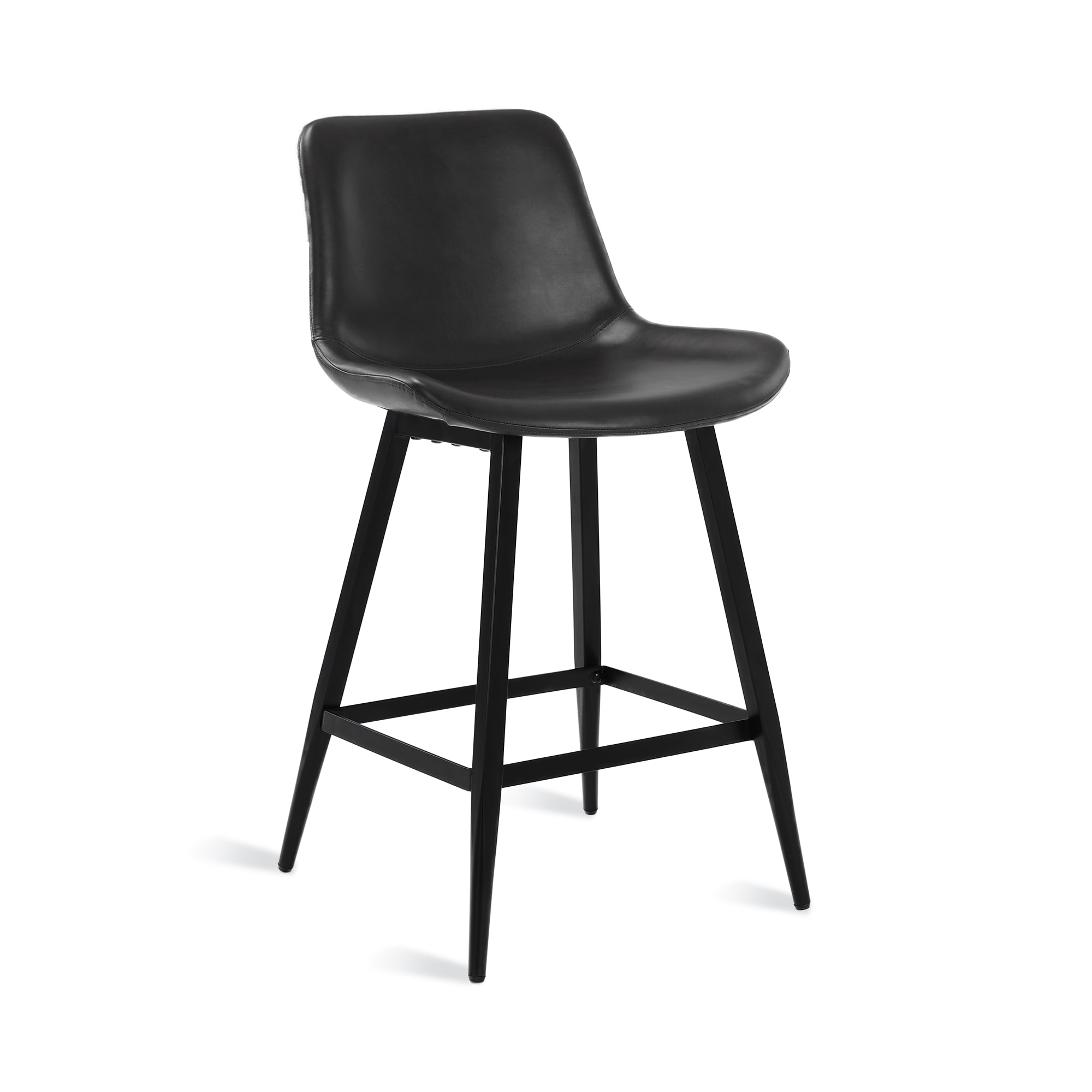 LUE BONA 33.5 in. Gray Faux Leather Bar Stools Metal Frame Counter