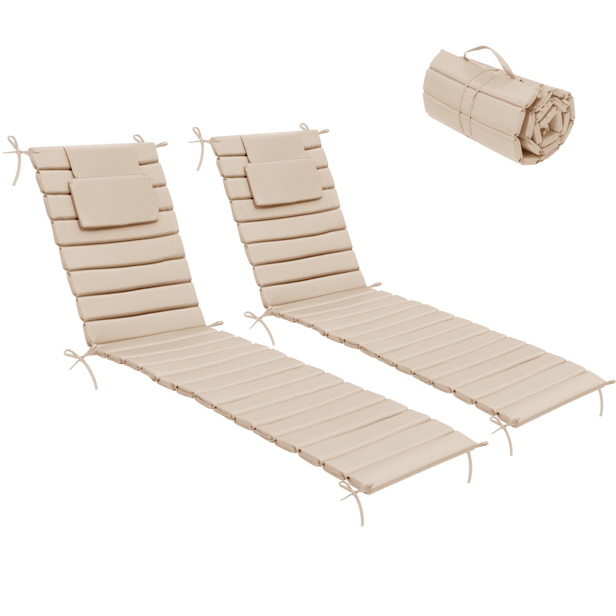 CloudFly CL-CU003BEI80-2 2 pc outdoor chair cushion 50.39-in x 25.98-in 2 -Piece Beige Patio chaise lounge chair cushion