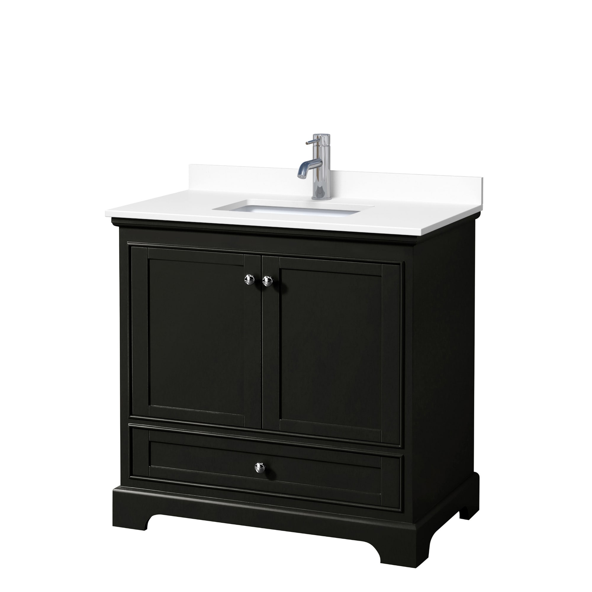 Wyndham Collection WCS202036SDEWCUNSMXX Deborah 36-in Dark Espresso with Polished Chrome Trim Undermount Single sink Bathroom Vanity with White Cultured Marble Cultured marble Top