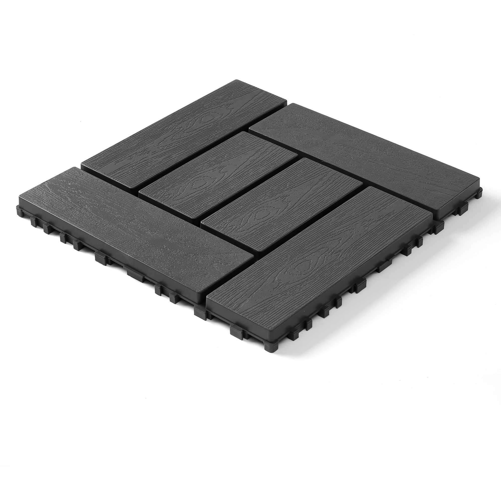 Aoibox  12 inch modular interlocking deck tiles 44 piece set dark gray PP material easy install indoor outdoor flooring strong structure