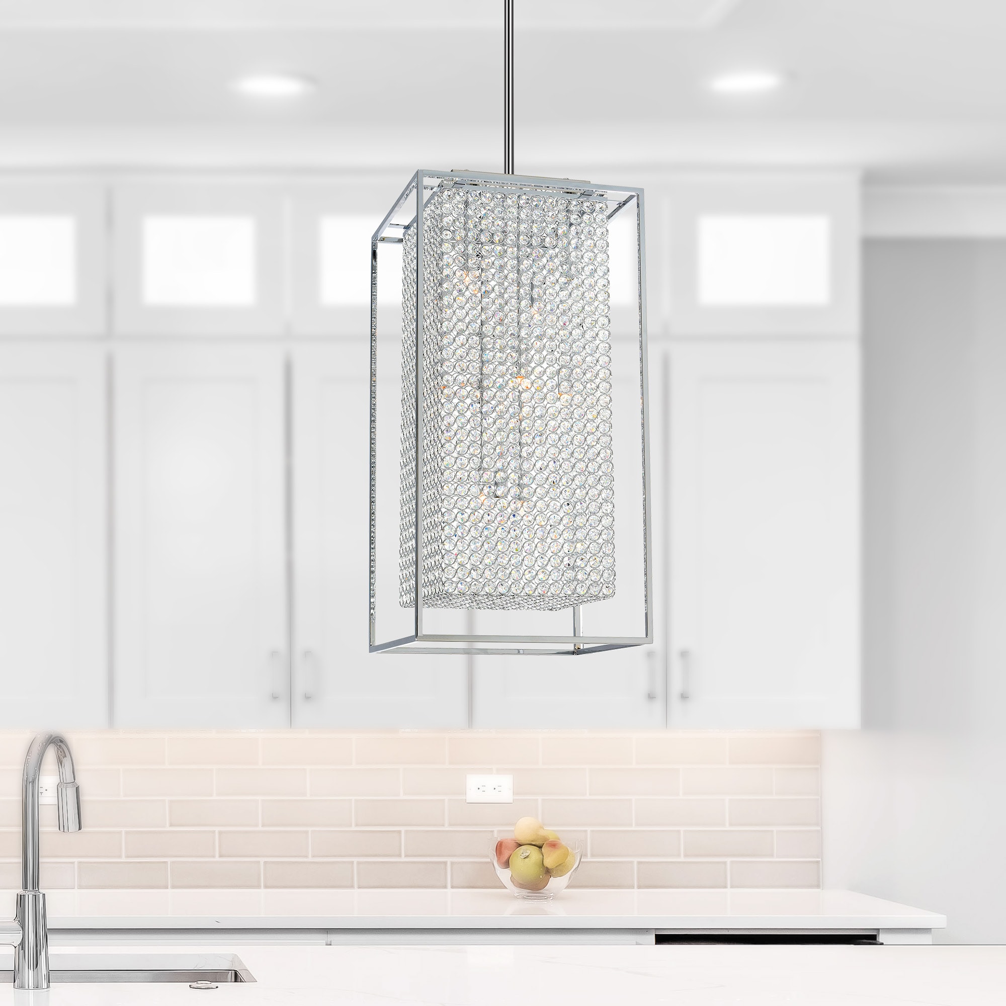 Cube 29" Chrome and Crystal 11-Light Chandelier
