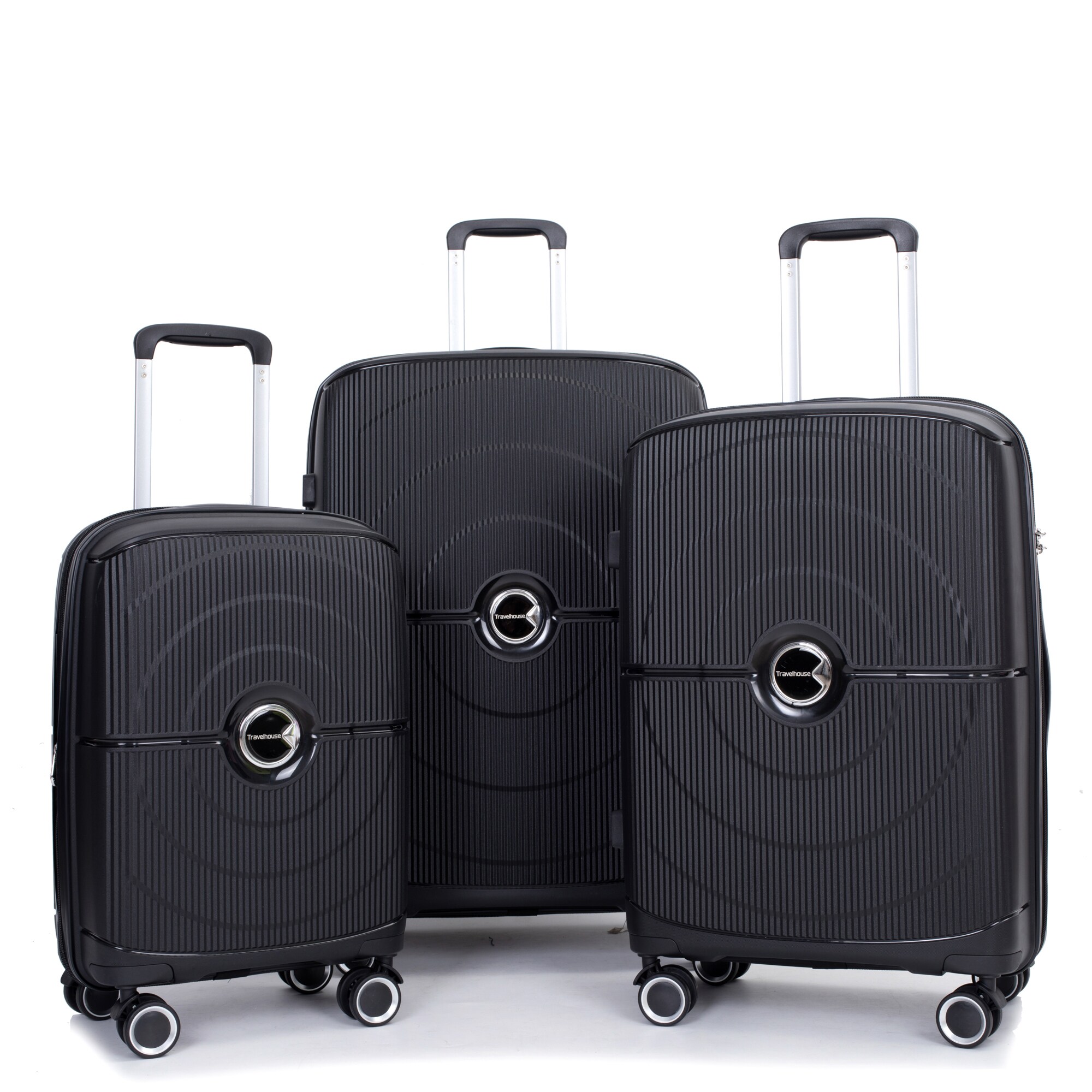 SINOFURN SYD9400021BK 19.3x12x29.1 Black Plastic Hardshell Suitcase set 3 -Bag