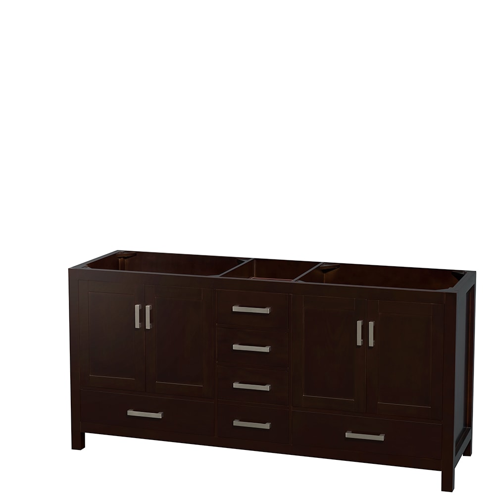 Wyndham Collection WCS141472DESCXSXXMXX Sheffield 72-Inches Espresso with Brushed Chrome Trim Bathroom Vanity Base Cabinet without Top