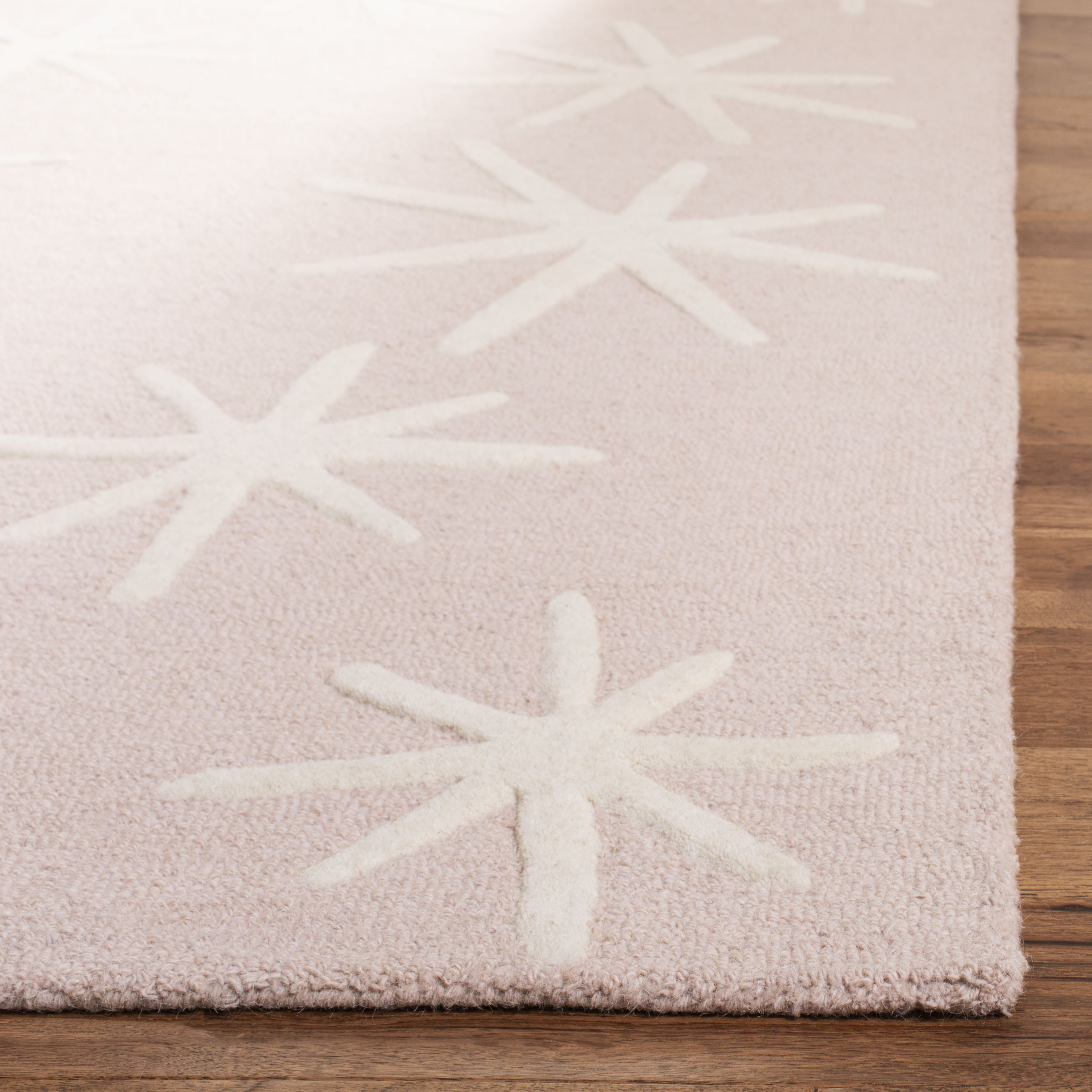 Ivory and Pink Hand-Tufted Wool Kids Rug 4' x 6'