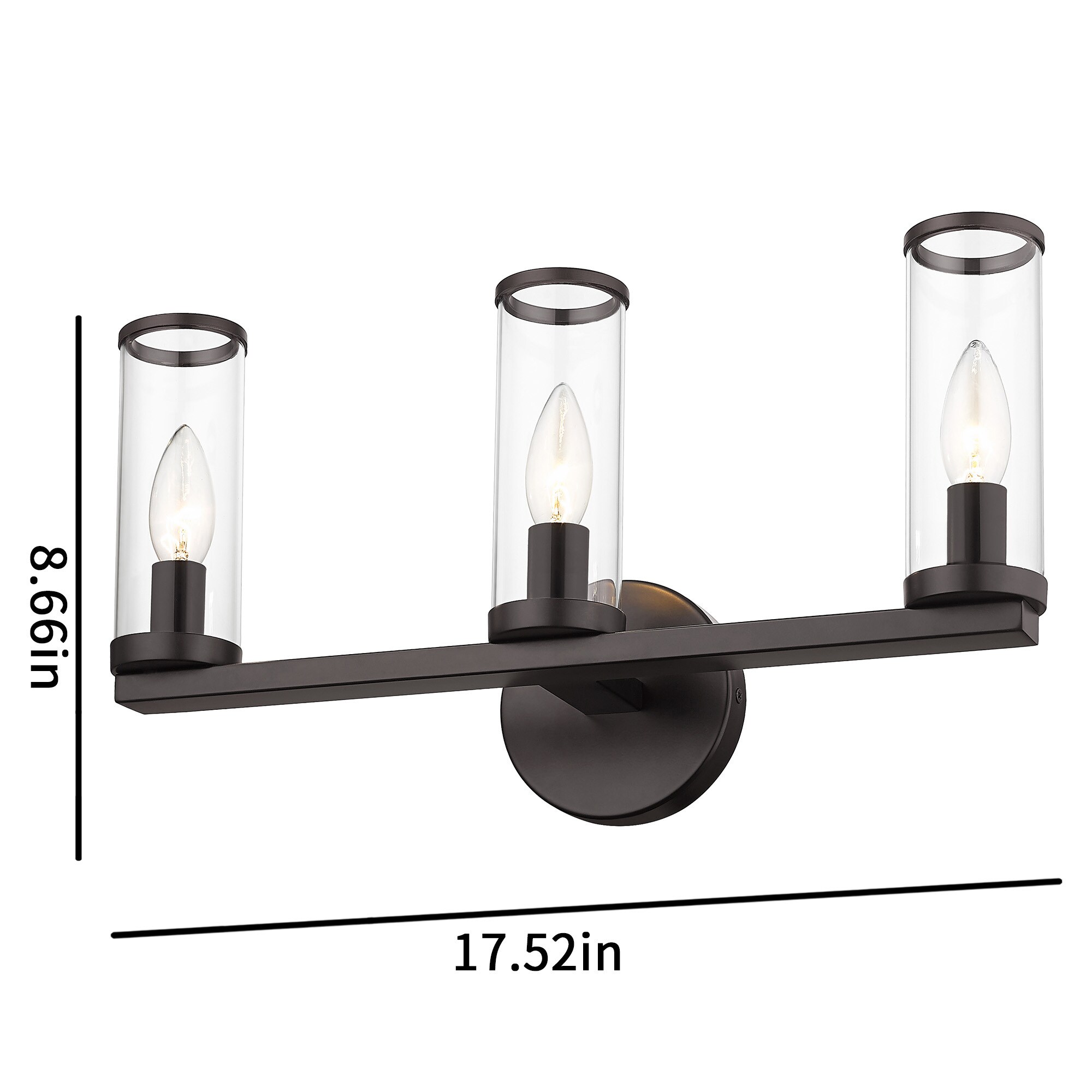 WELLFOR 17.52-in 3-Light Oil Rubbed Bronze Modern/Contemporary Vanity ...