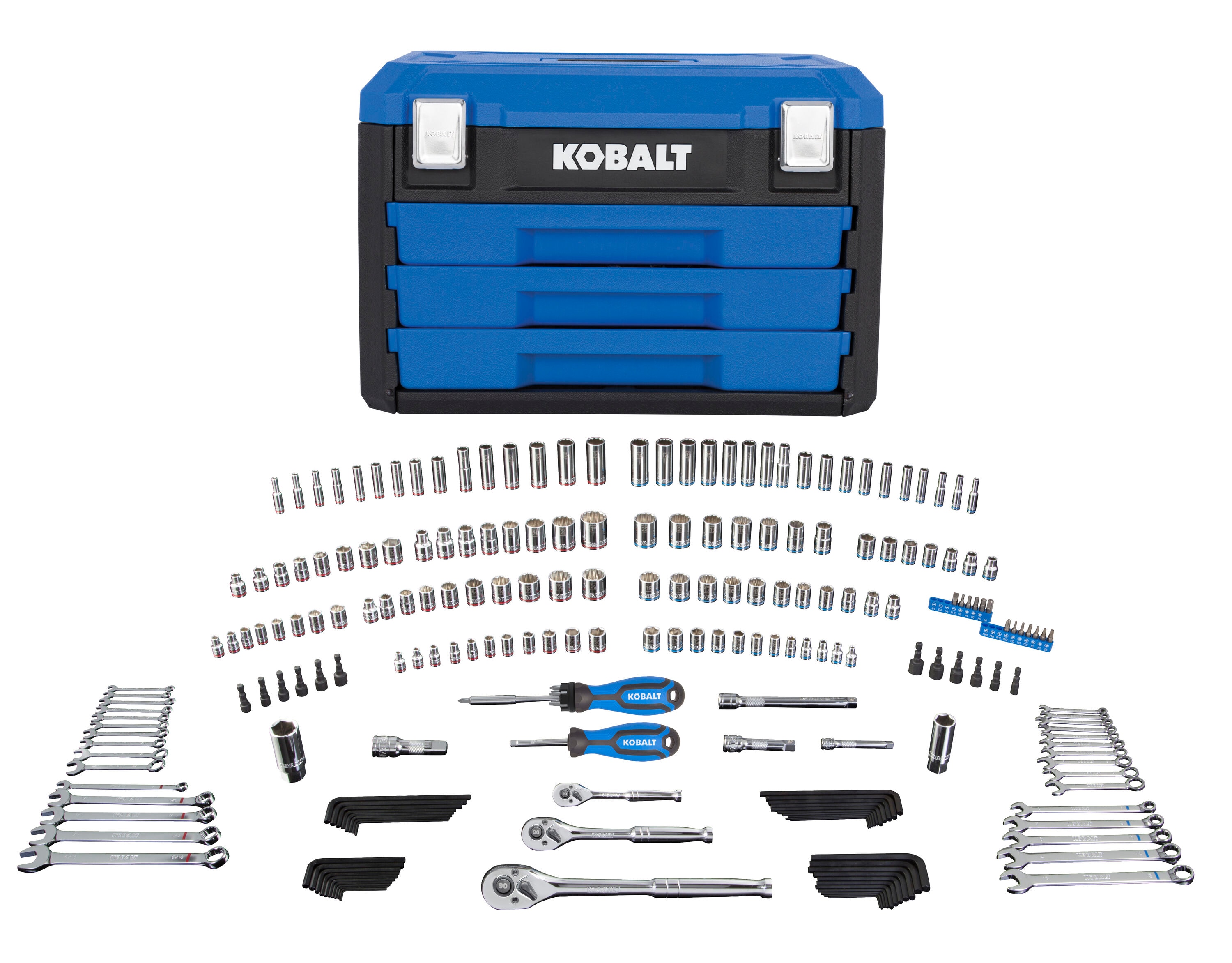 Kobalt 227-Piece Standard (SAE) and Metric Polished Chrome Mechanics Tool  Set with Hard Case in the Mechanics Tool Sets department at