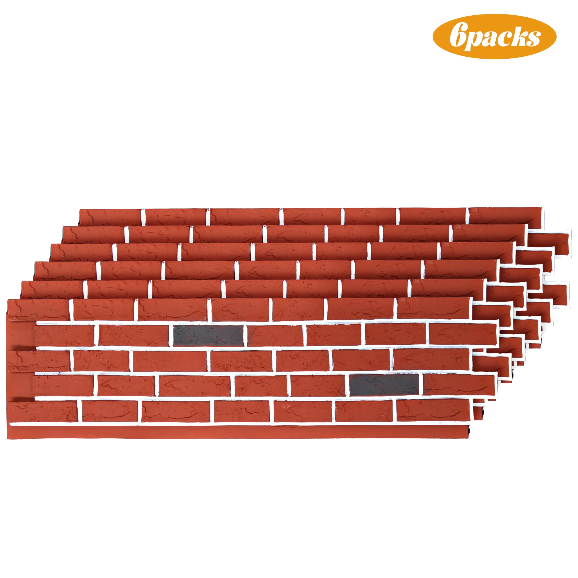 LOVMOR SF-L-24D70057DF 1 inch x 4 ft x 1 ft Cultural Brick Polyurethane Decorative Wall Paneling 6 Pack