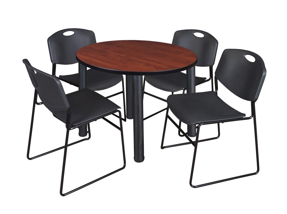 Regency TB42RNDCHBPBK44BK Breakroom Red 4-Person Training Table (42-in W x 29-in H)