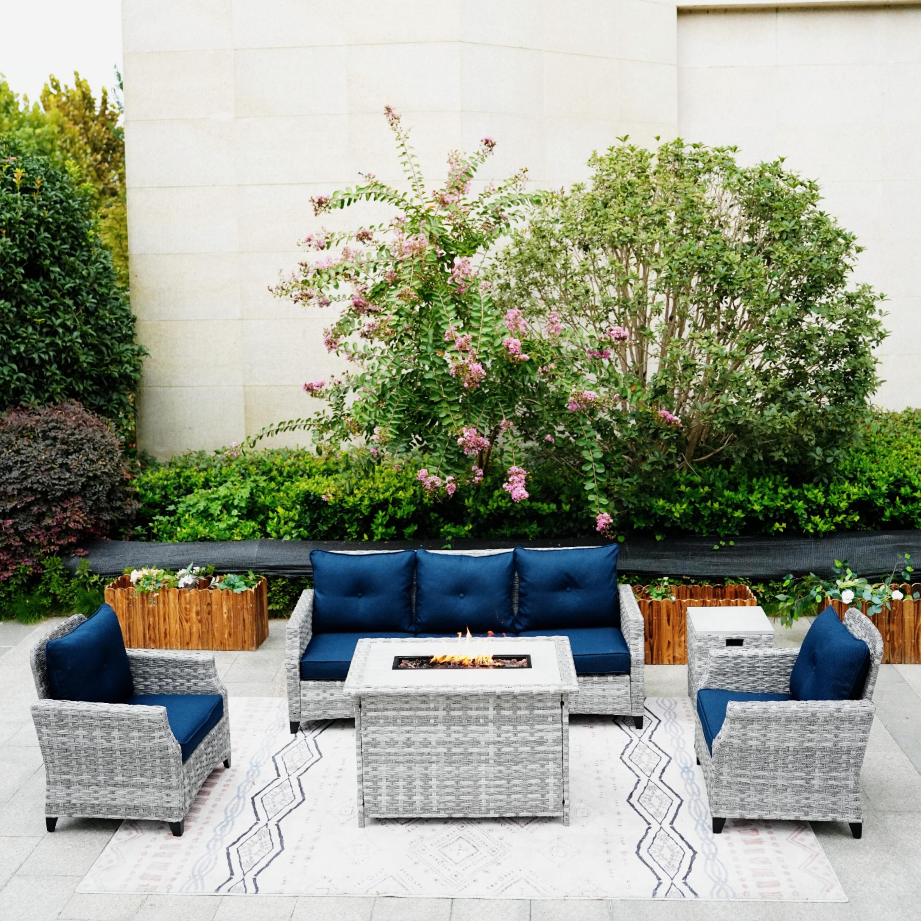 Direct Wicker DWG-1802H-BLUE Patio-Conversation-Sets - View #2