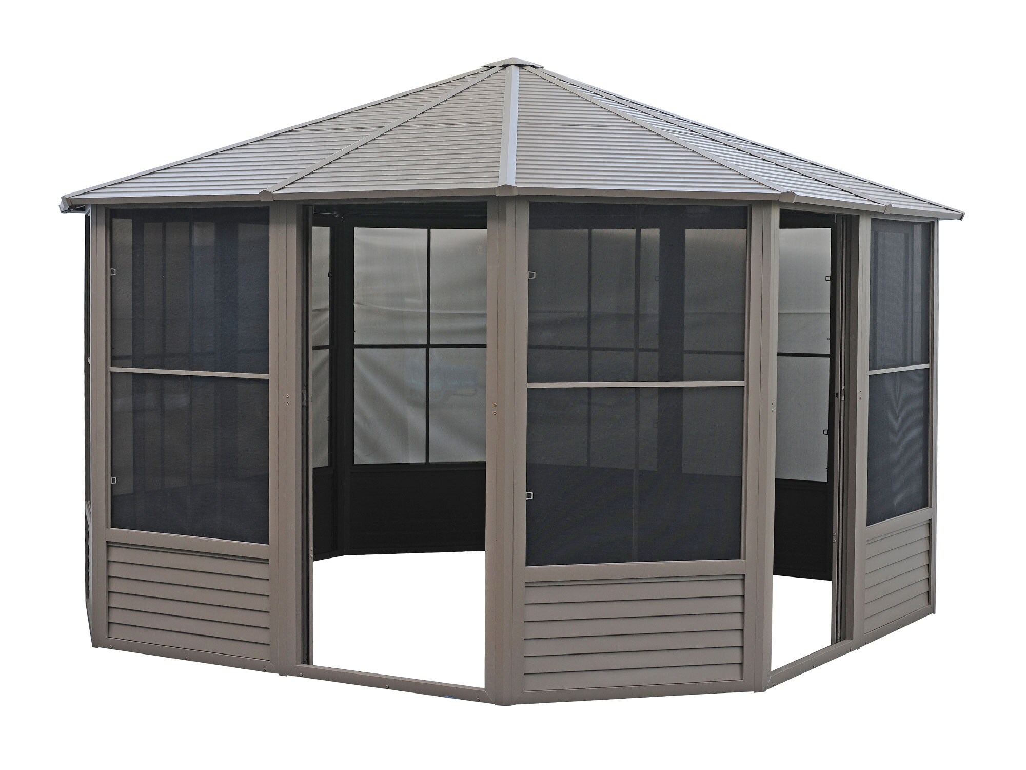 Gazebo Penguin 13.5-ft x 13.5-ft Florence solarium Octagon Sand Metal ...