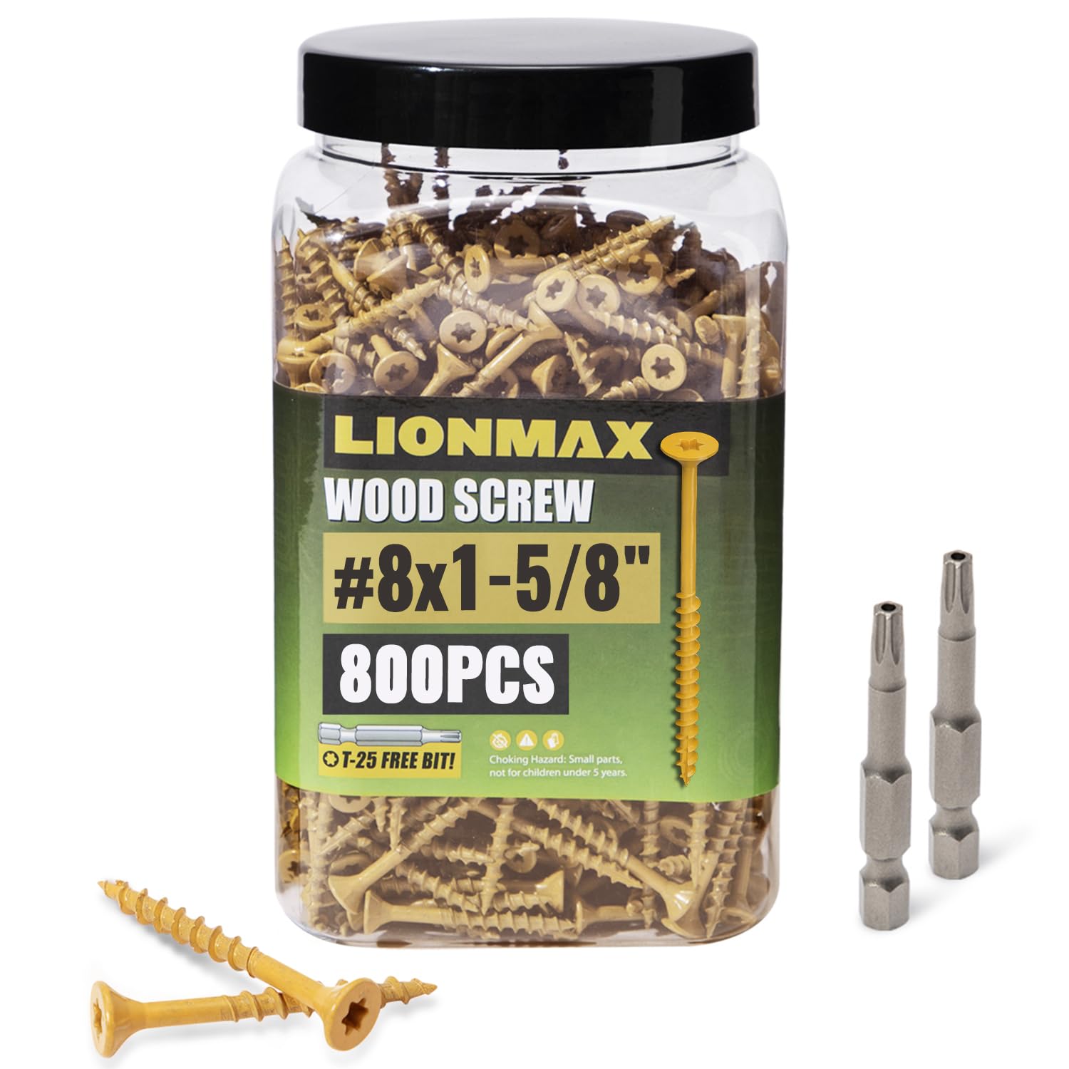 LIONMAX  Deck Screws 8 x1 5 8 Inch Exterior Wood Screws 800 PCS Tan Rust Resistant Epoxy Coated Outdoor Wood Construction Fence Screws Torx Star Drive Flat Head T25 Star Bit Included
