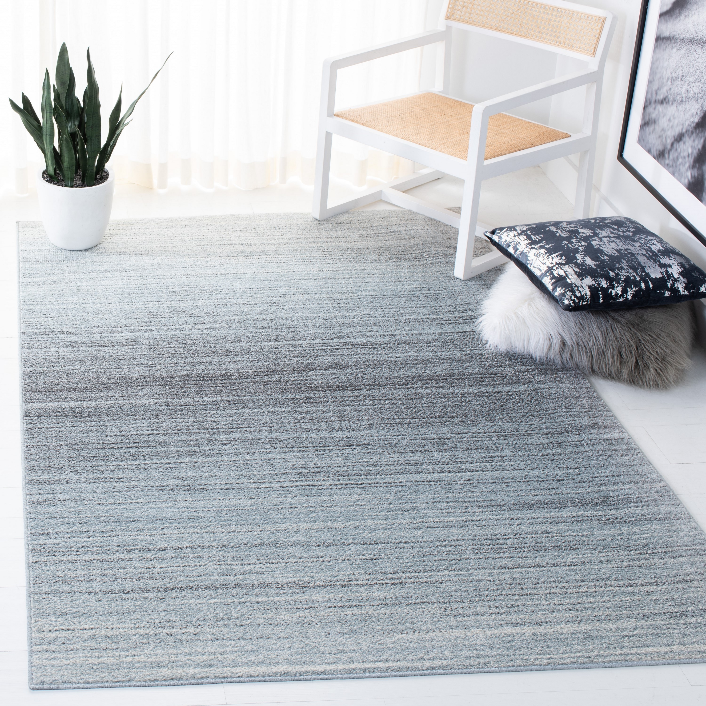 Safavieh ADR142G-5 Adirondack 5 x 8 (ft) Loomed Polypropylene Gray/Light Gray Rectangular Indoor Ombre Industrial Area rug