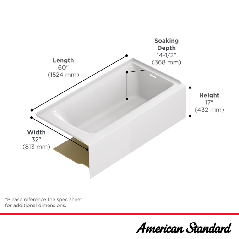 American Standard Aspirations 32-in x 60-in White Acrylic Alcove ...