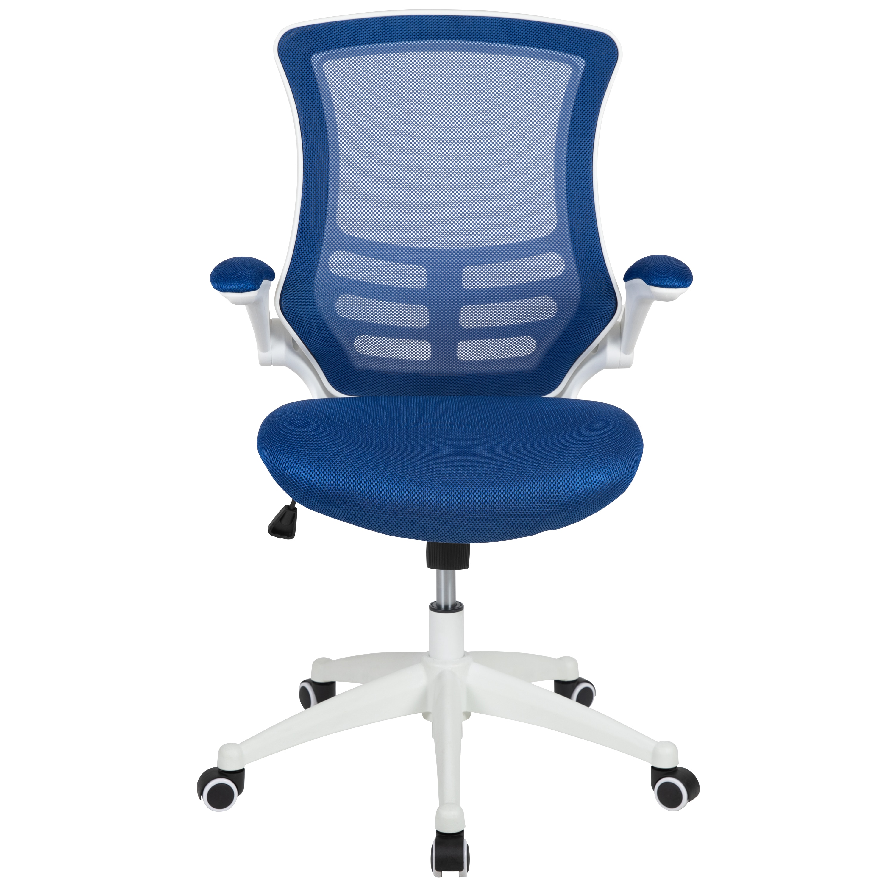 Modern Blue Mesh and White Plastic Ergonomic Swivel Task Chair