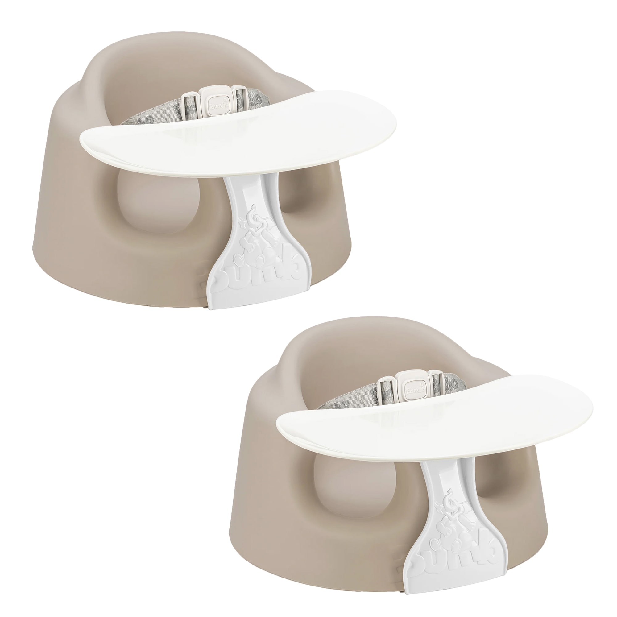 Bumbo  Infant Floor Seat PLUSand Sit Up Chair Adjustable Harness Taupe 2 Pack