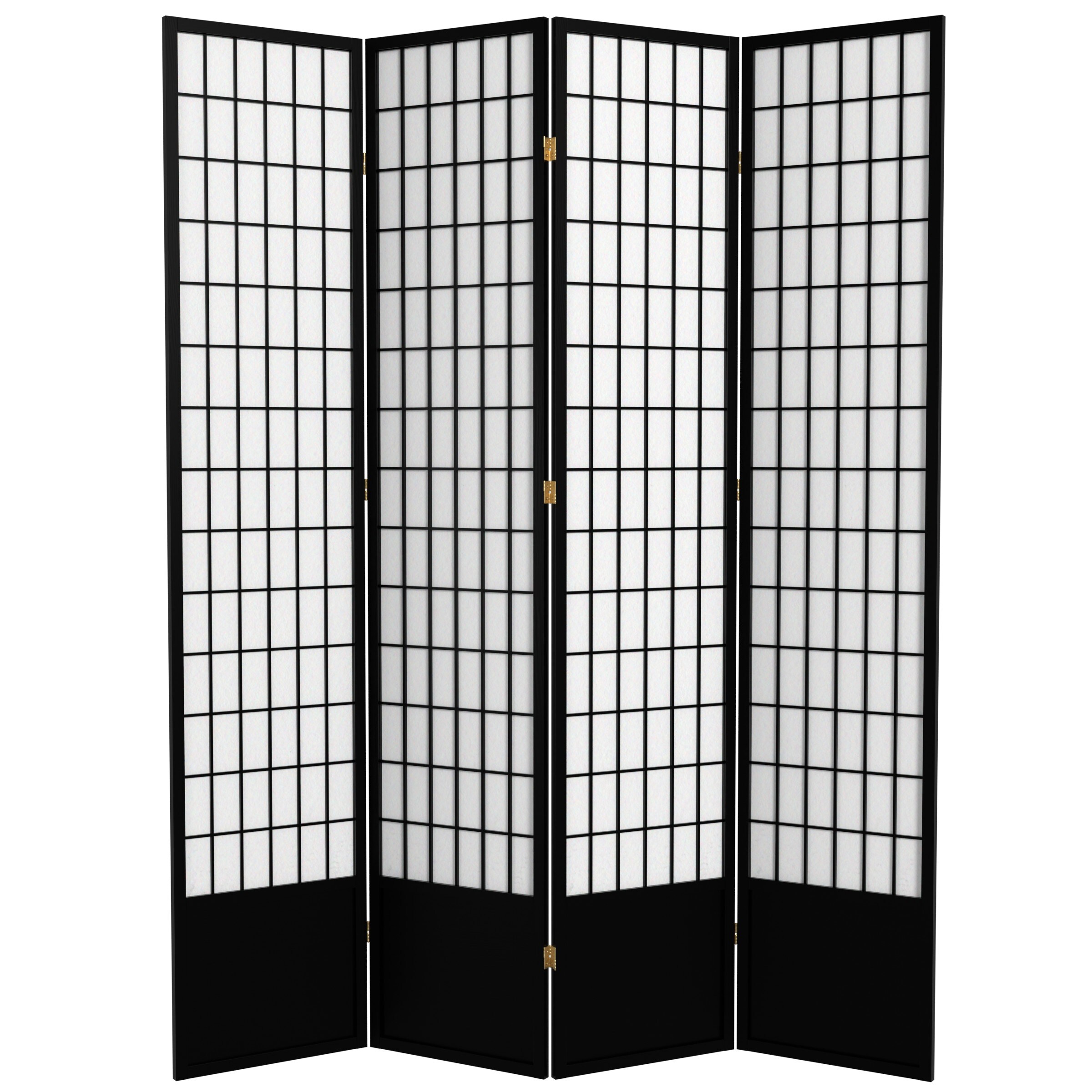 Red Lantern 84WP-BLK-4P 4-Panel Black Wood Folding Shoji Style Room Divider