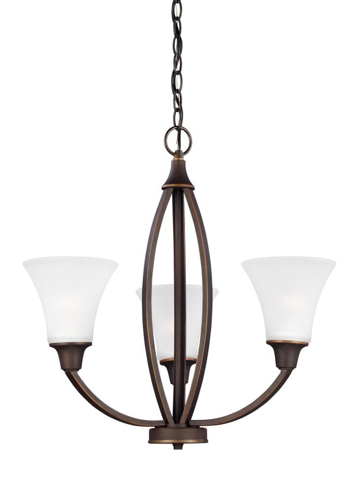 Autumn Bronze 3-Light Chandelier with Satin Etched Glass Shades