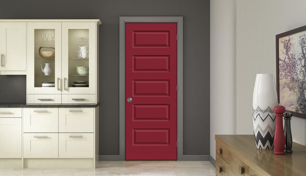 JELD-WEN Rockport 36-in X 80-in Cranberry 5-panel Equal Smooth Hollow ...