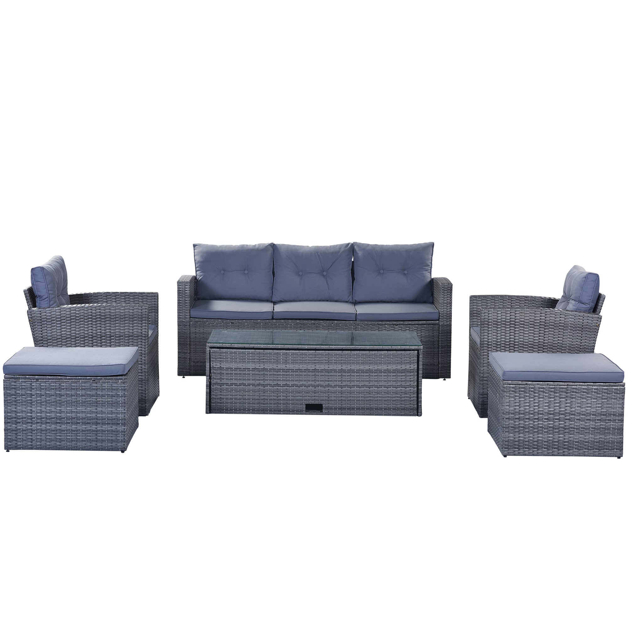 Flynama YC-V-FG20-1201AAE 6-Piece Patio Conversation Set with Gray Cushions