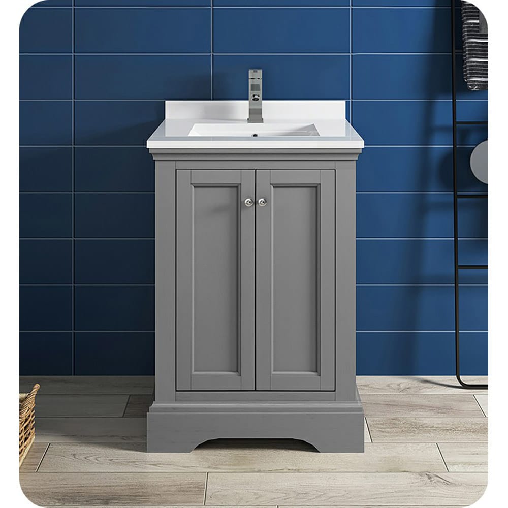 Windsor 24" Gray Solid Wood Freestanding Bathroom Vanity Cabinet