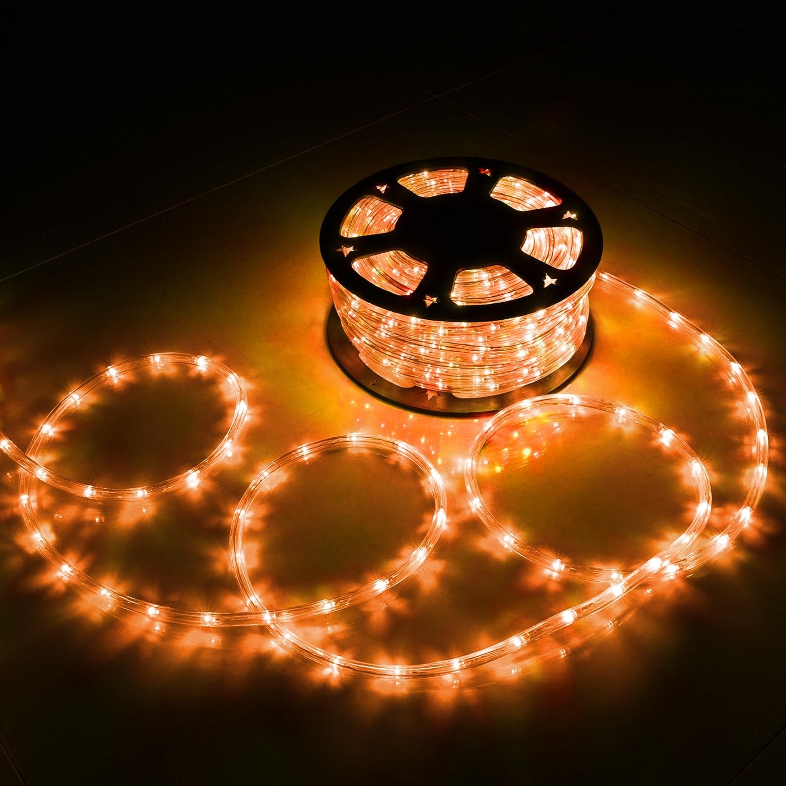 Lukvuzo 50ft Orange LED Rope Lights Outdoor Waterproof Flexible Tube ...