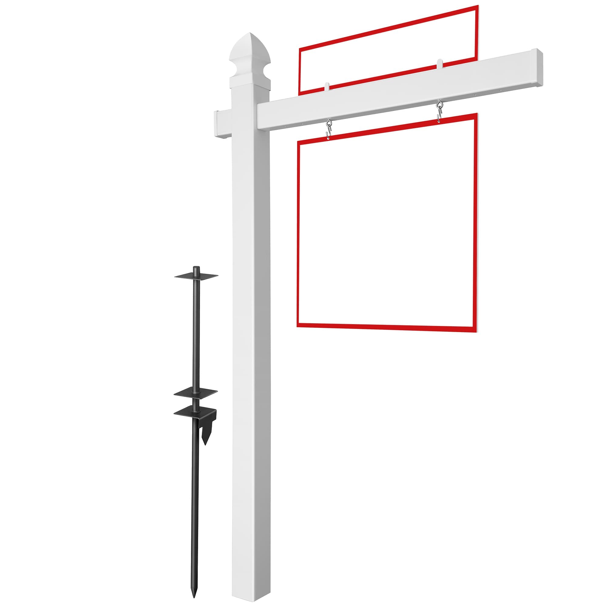 Casafield   72-in x 47-in  Real Estate Sign Post for Open House and Yard Sale Signs with Flat Cap and Gothic Cap Options - Vinyl PVC - White