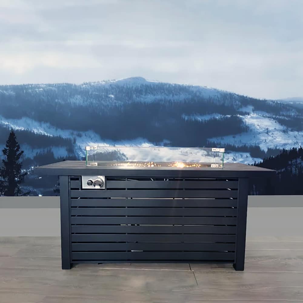 Living Source International CM-1024GL  24'' H Steel Propane Outdoor Fire Pit Table with Lid Black