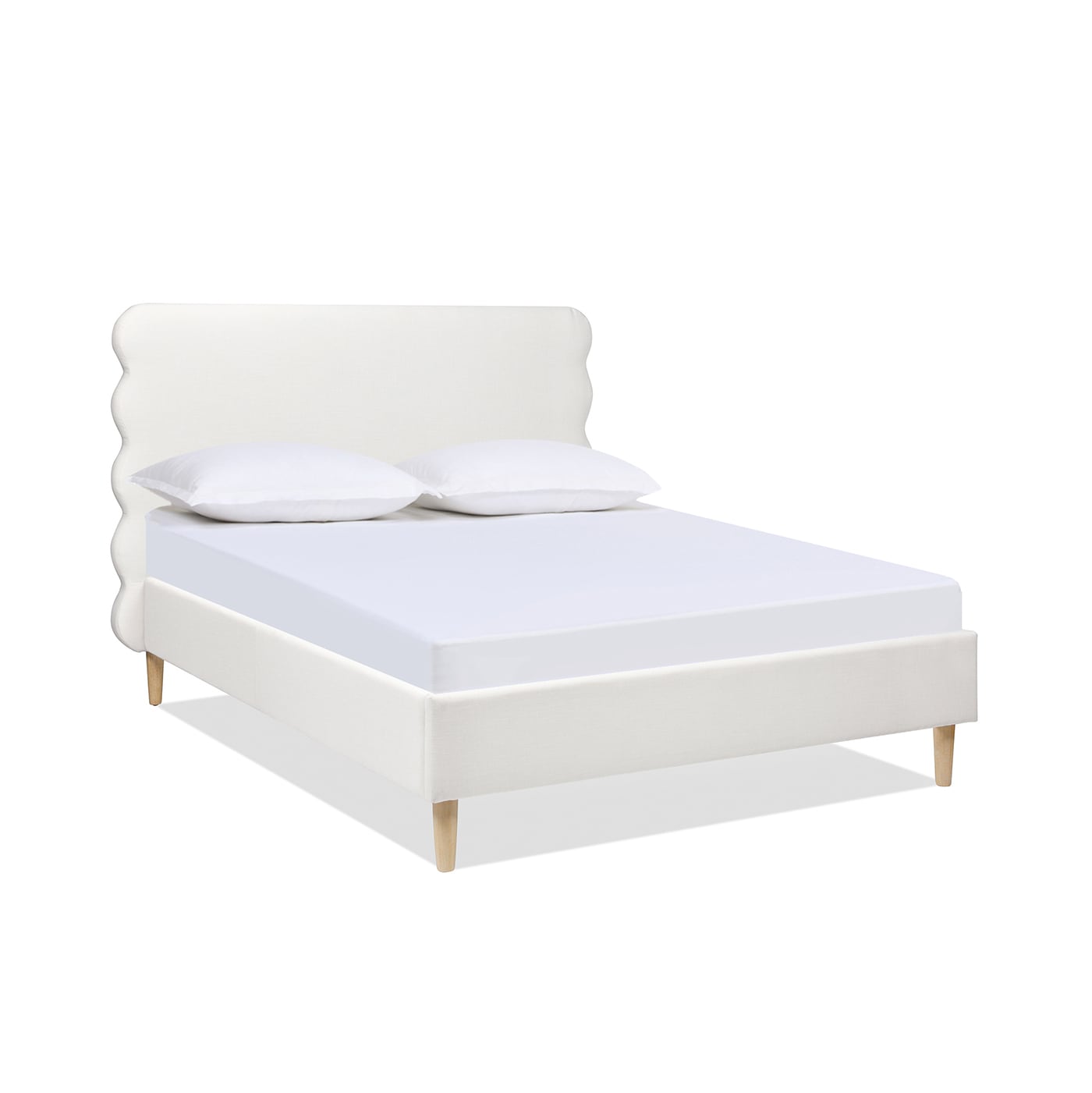 Jennifer Taylor Home 50490-3-879-1 Stockholm Antique White Queen Upholstered Platform Bed