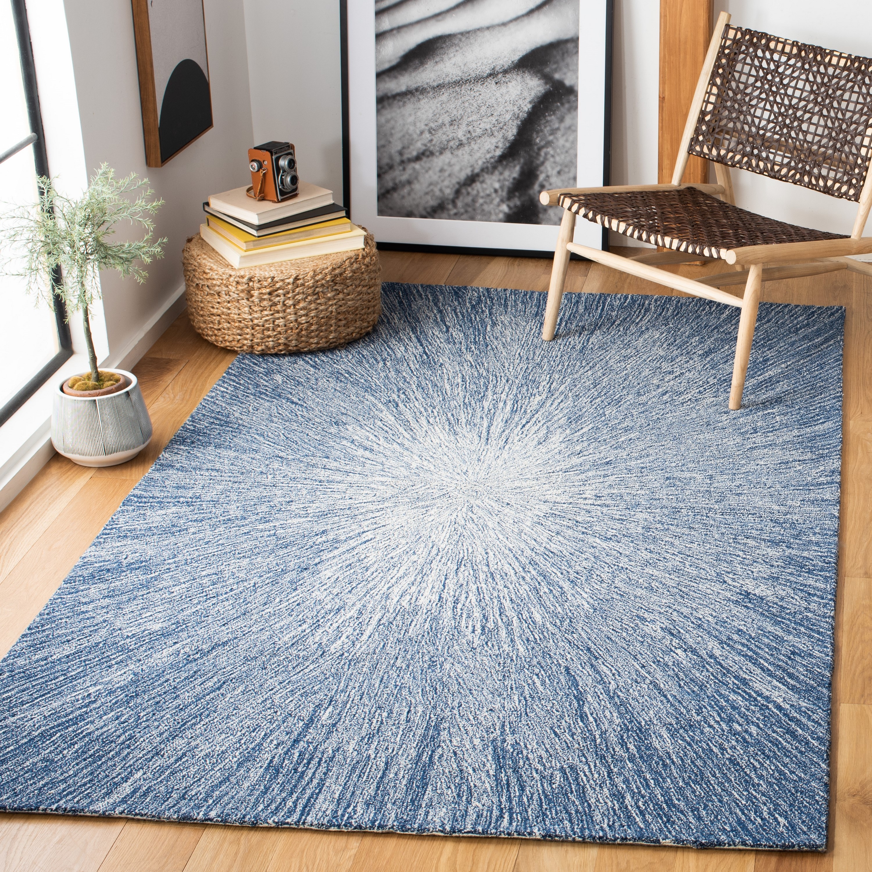 Safavieh MLP676M-9 Micro-Loop Ljupka 9 x 12 (ft) Tufted Wool Blue Rectangular Indoor Abstract Bohemian/Eclectic Area rug