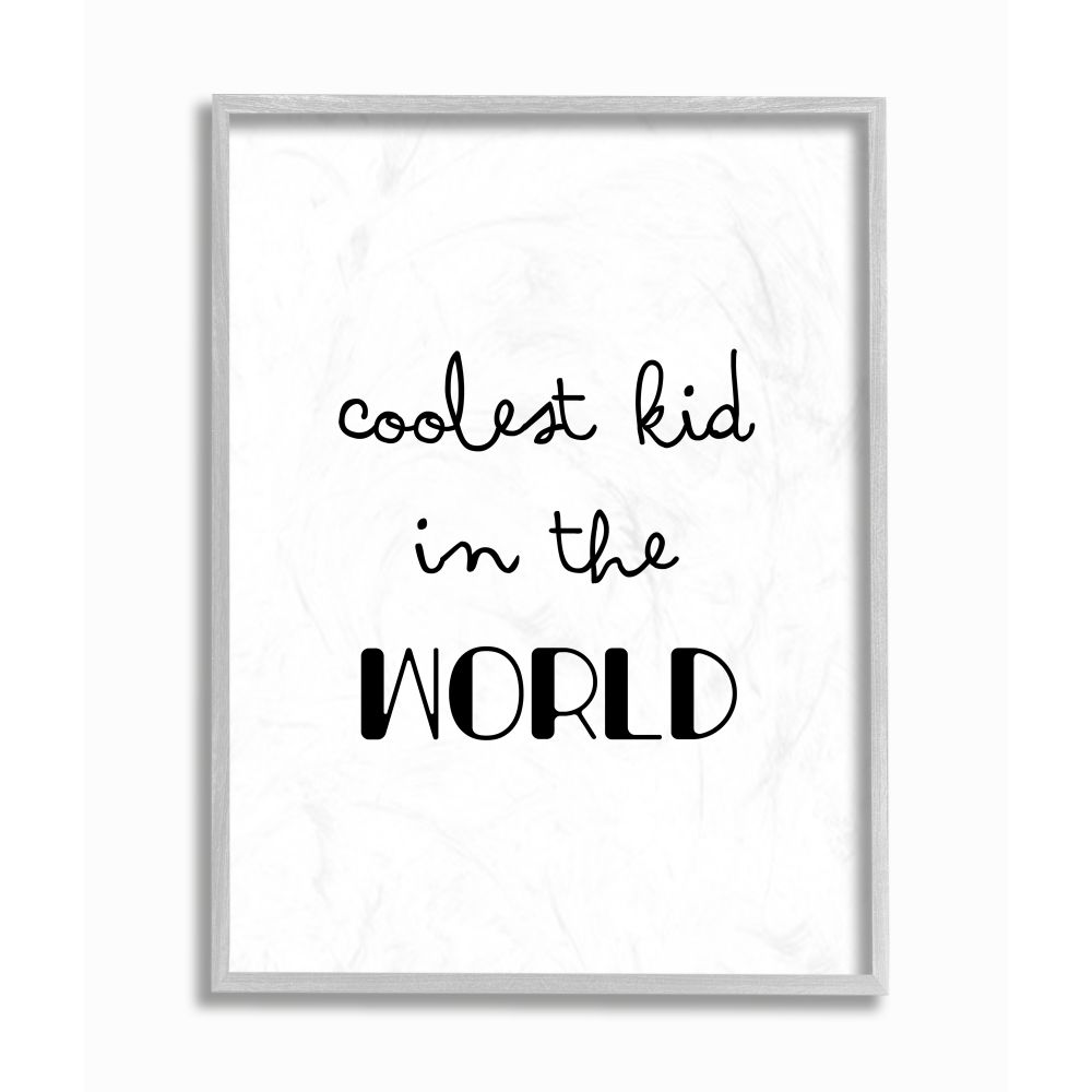 Stupell Industries AB-478-GFF-16X20 Coolest Kid In The World Phrase Cursive Script Seven Trees Design Framed 20-in H x 16-in W Inspirational Print