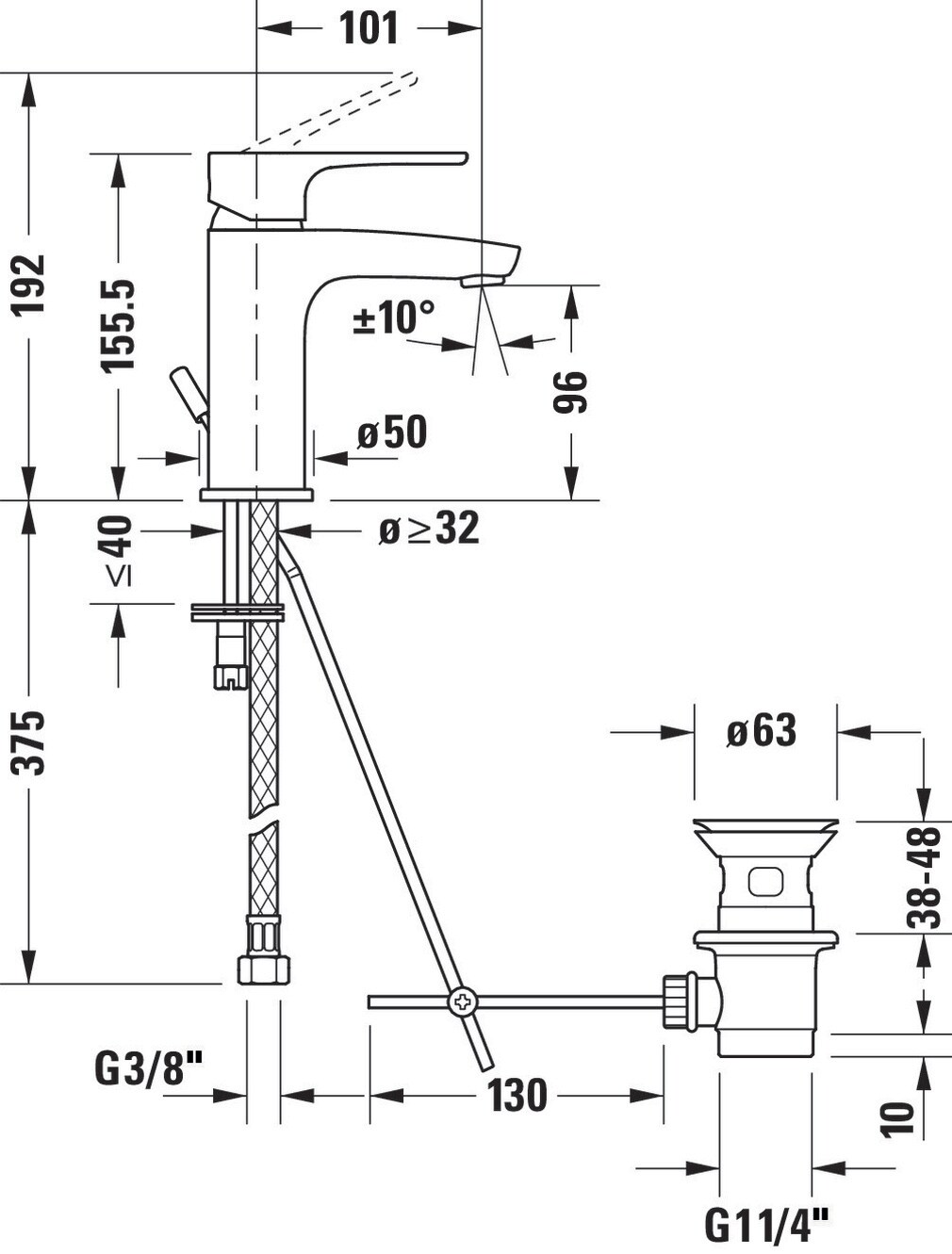 Duravit B11010002U10 Lavatory-Faucets - View #8