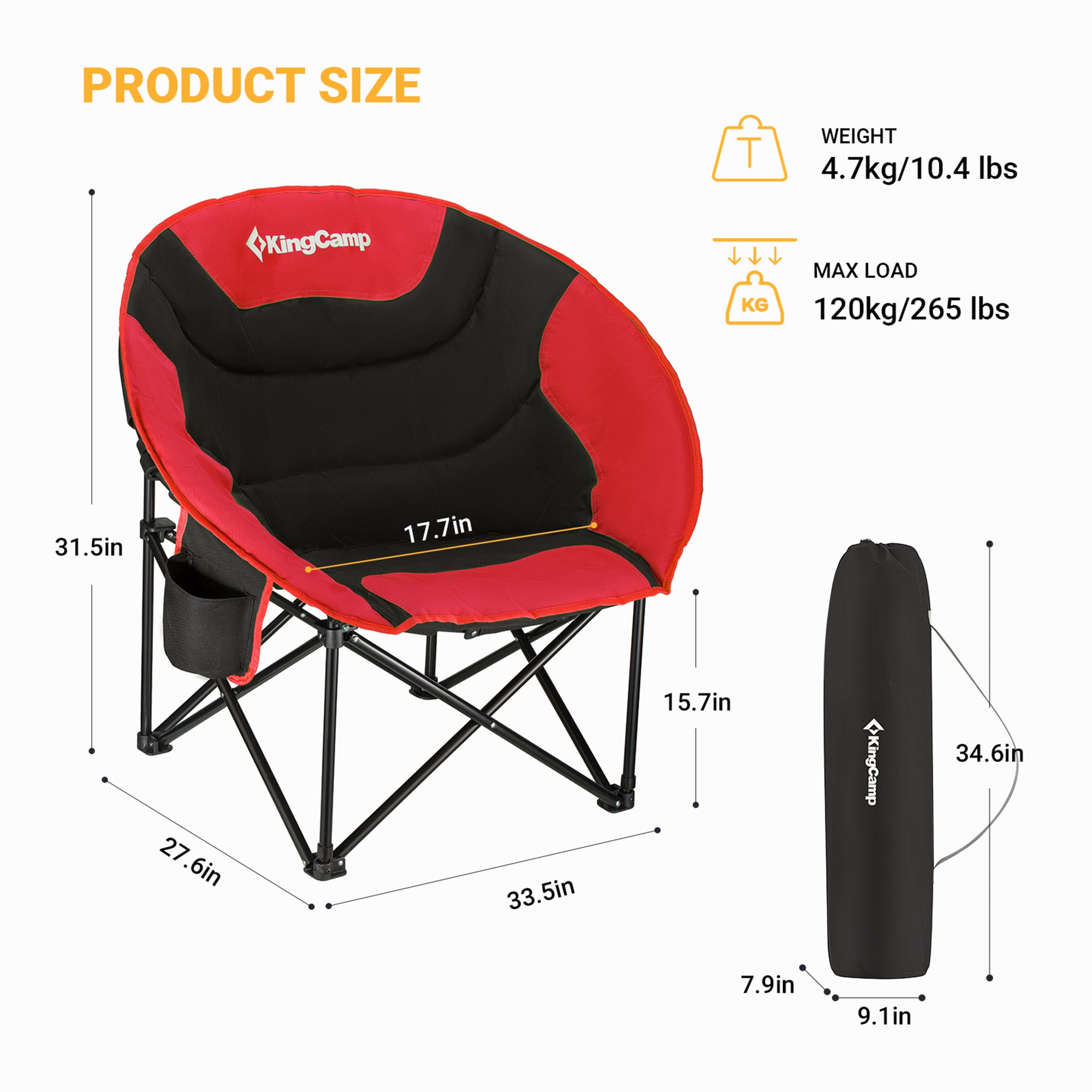 KingCamp Polyester Black and Red Folding Beach Lounger (Carrying  Strap/Handle Included) in the Beach & Camping Chairs department at Lowes.com