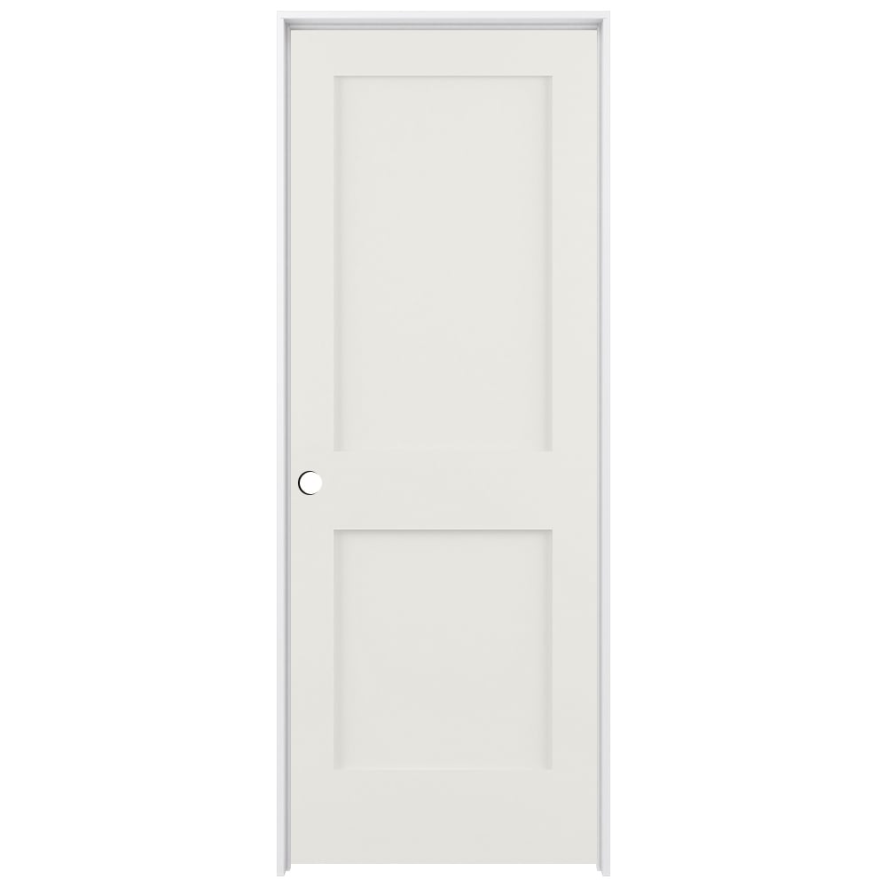 RELIABILT Shaker 30-in x 80-in Snow Storm 2-panel Square Solid Core Prefinished Pine Wood Right Hand Inswing Single Prehung Interior Door in White -  LO1368987